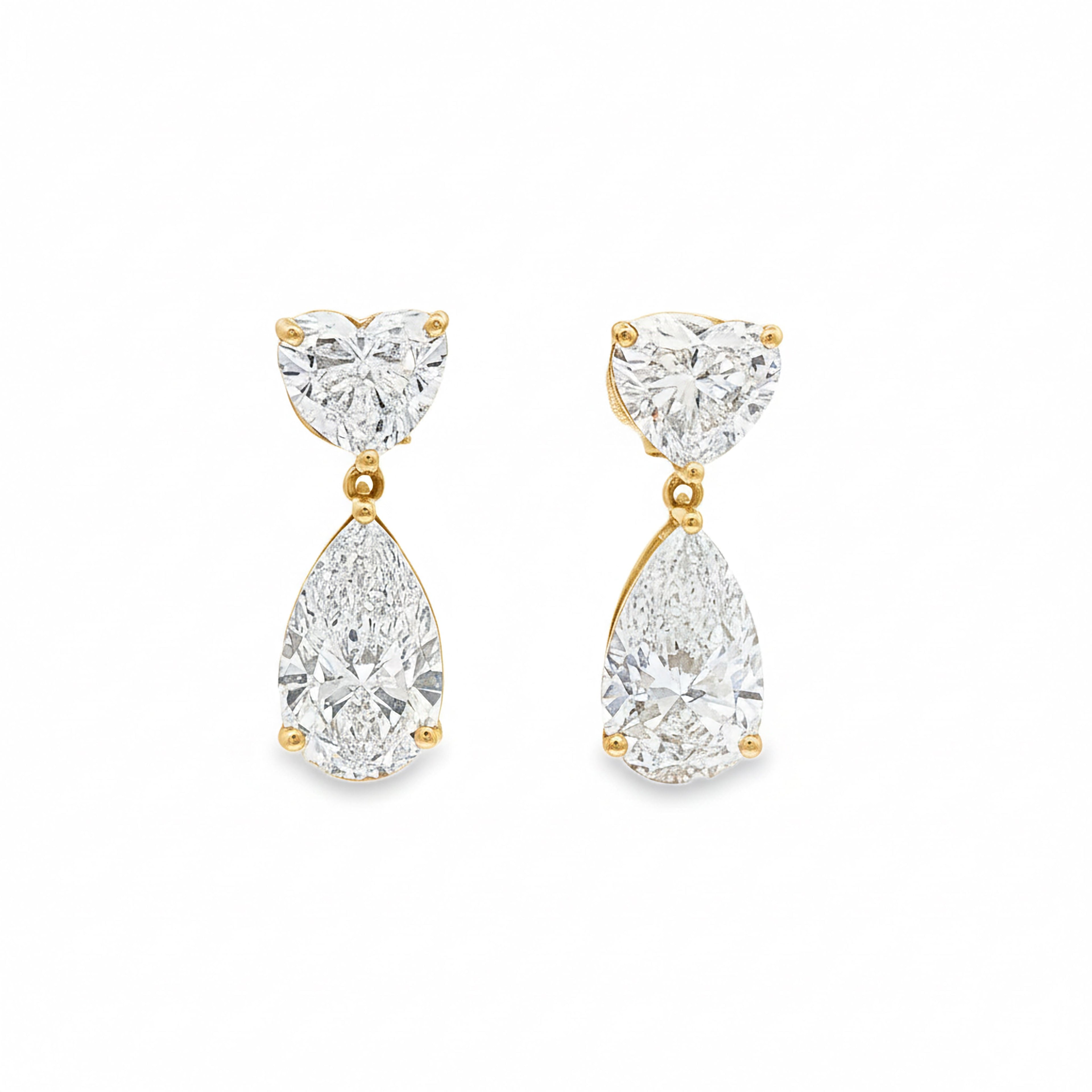 1ct Heart x 4ct Pear Drop Earrings