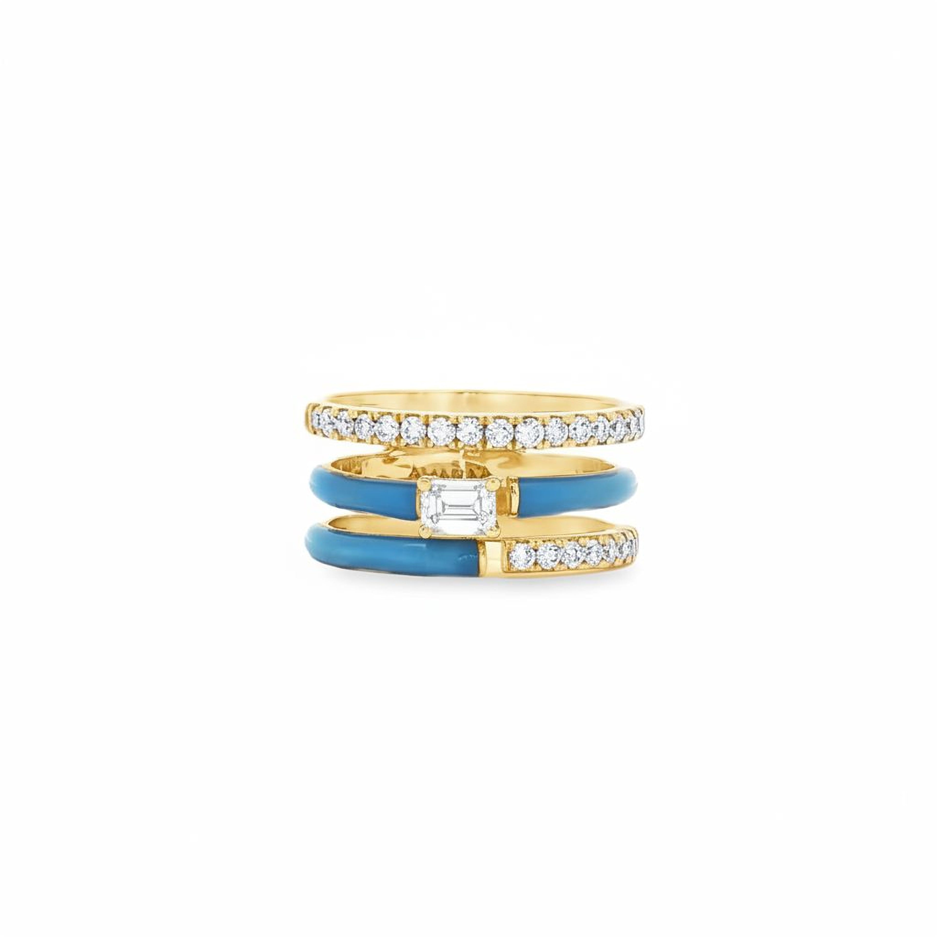 Emerald Blue Enamel Ring
