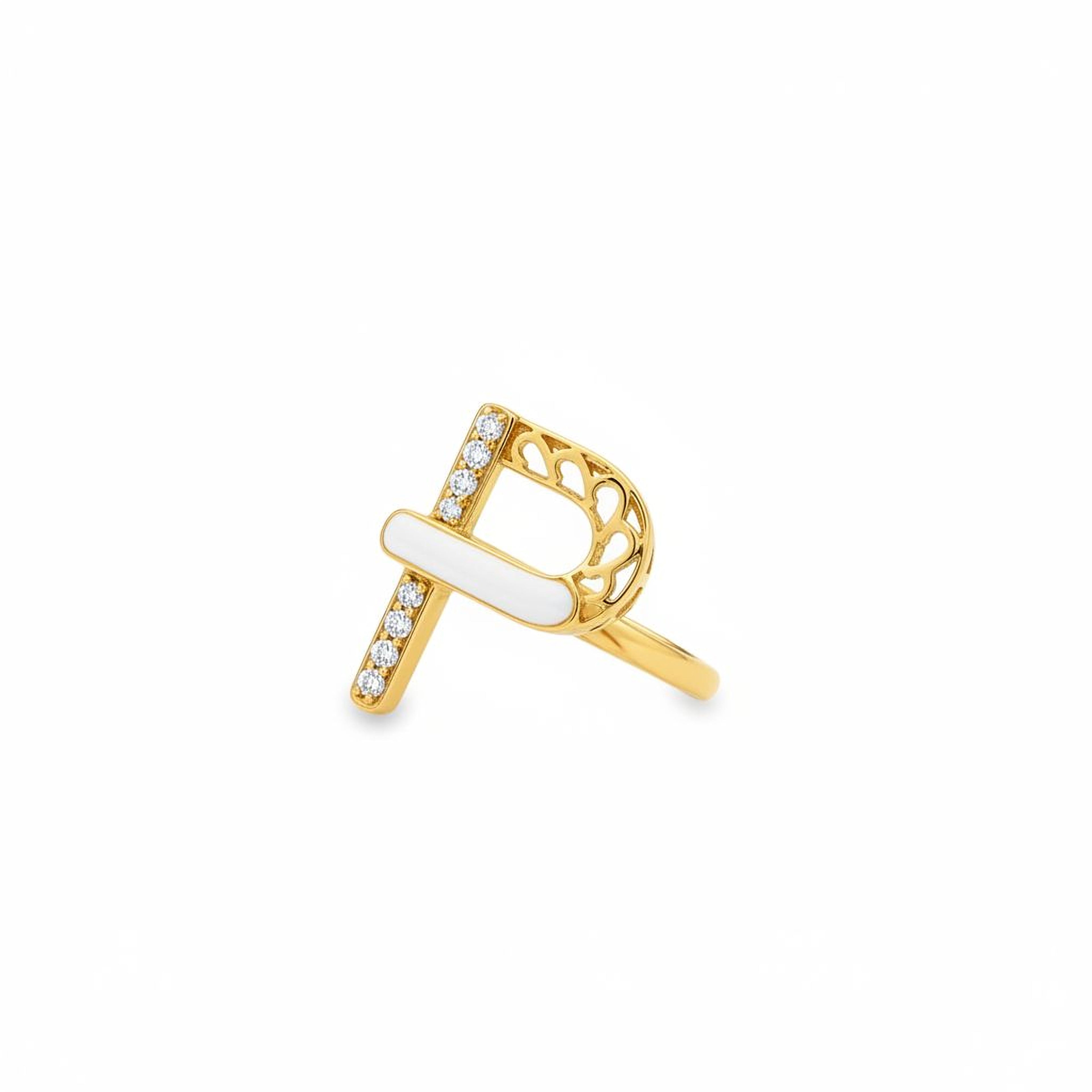 Letters Ring - P (white enamel)