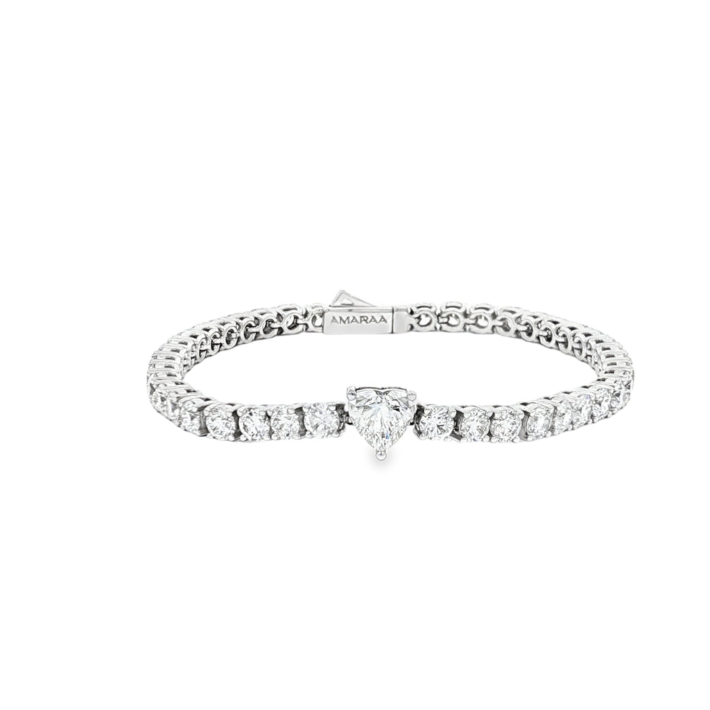 Heart Center Round Tennis Bracelet