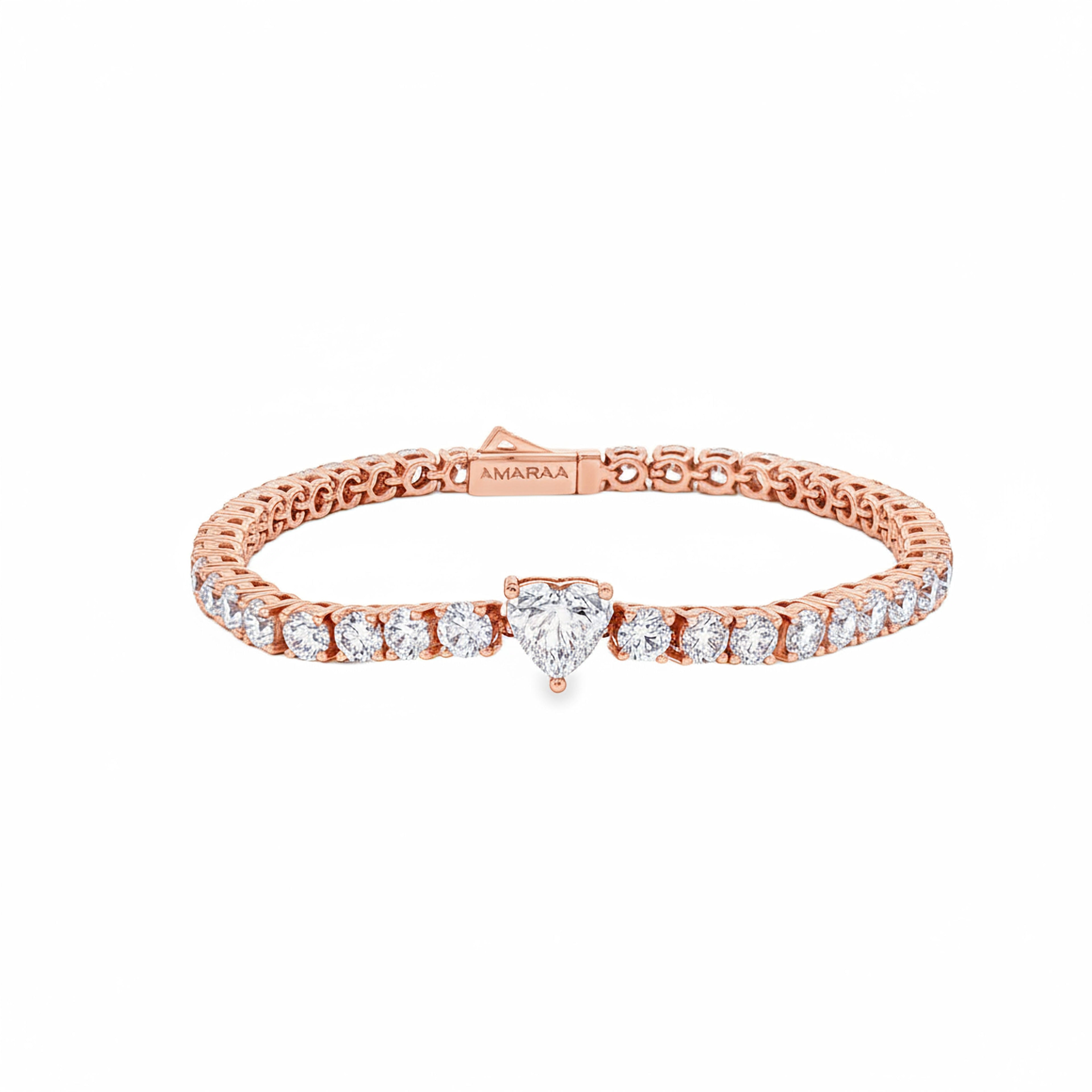 Heart Center Round Tennis Bracelet