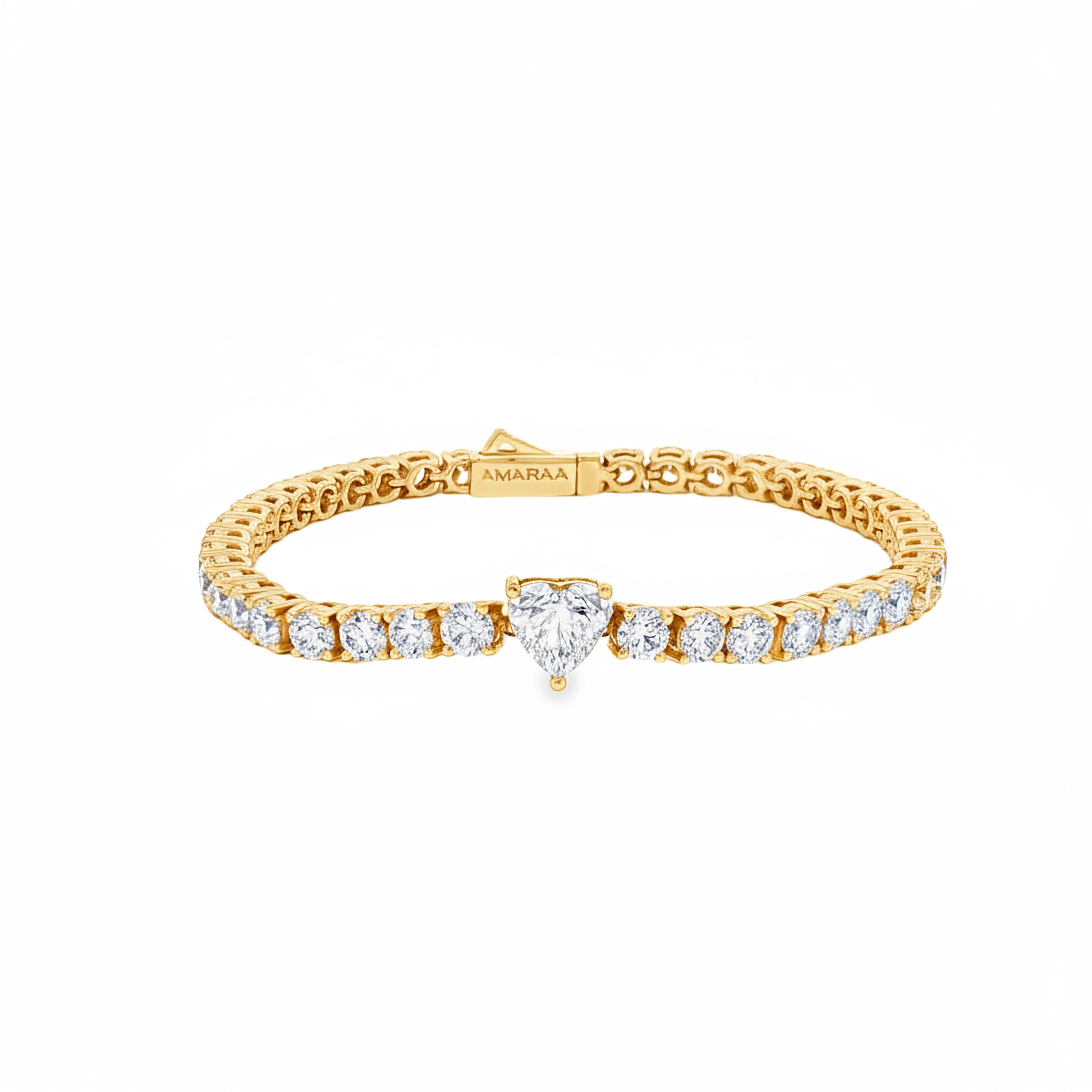 Heart Center Round Tennis Bracelet