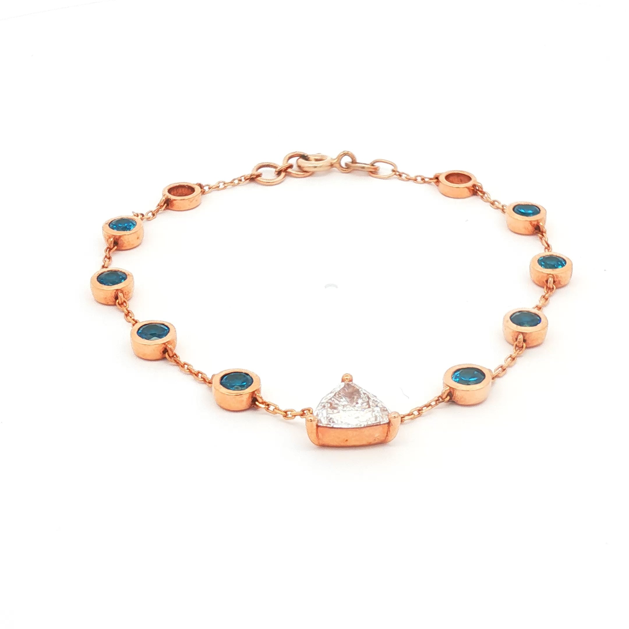Trillion Bracelet with Bezel Diamonds