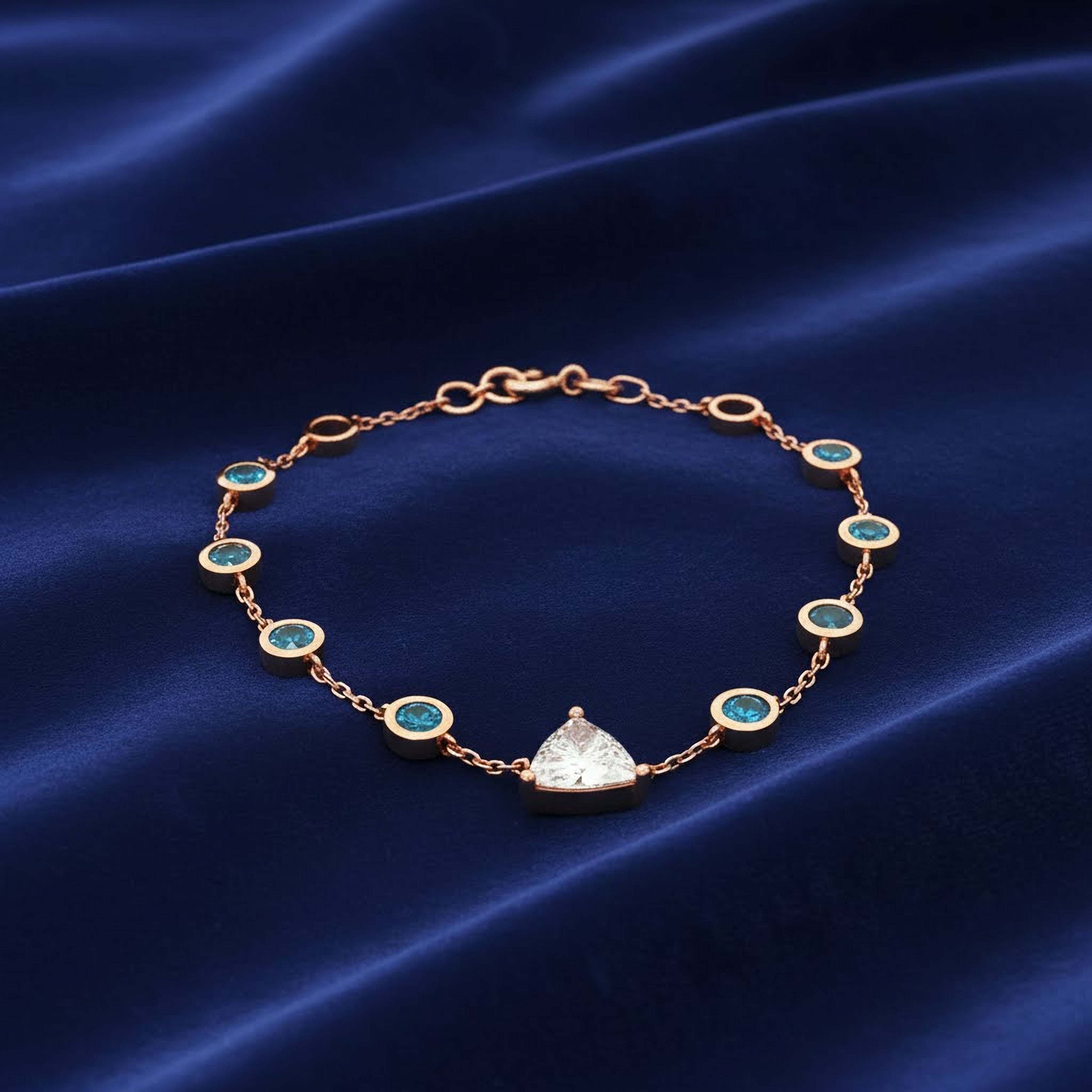 Trillion Bracelet with Bezel Diamonds