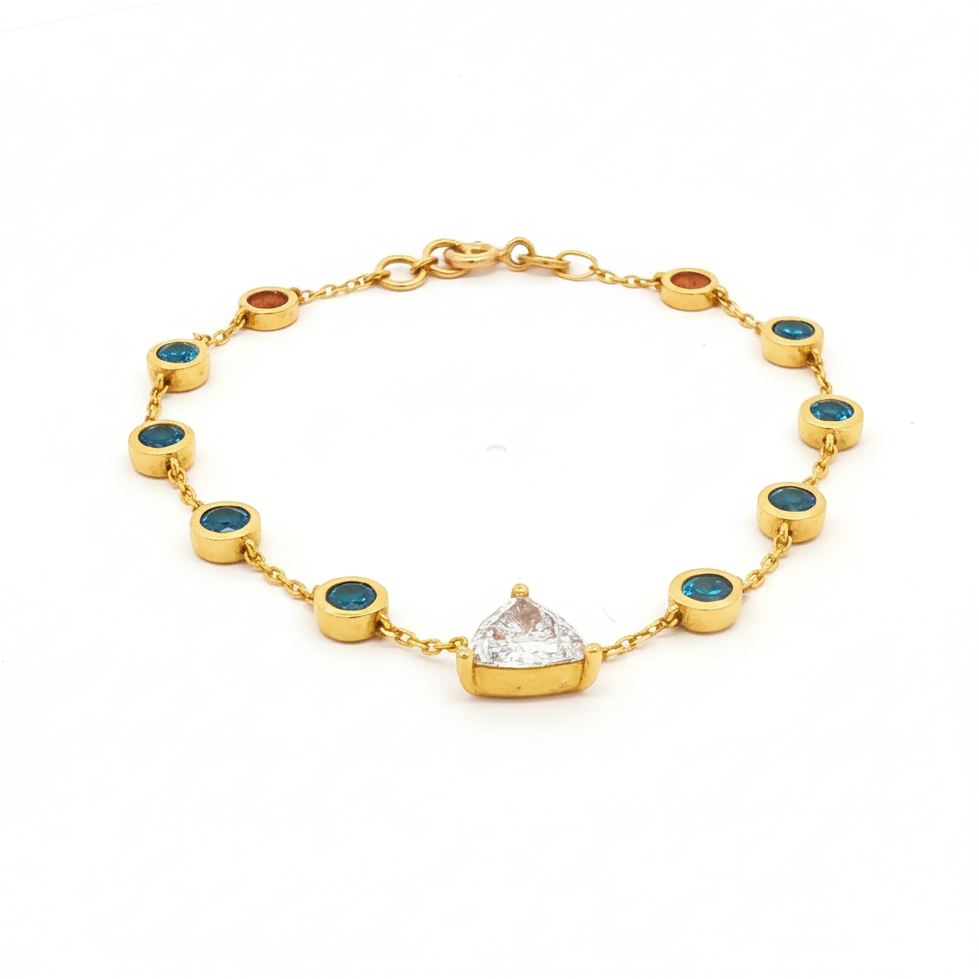 Trillion Bracelet with Bezel Diamonds