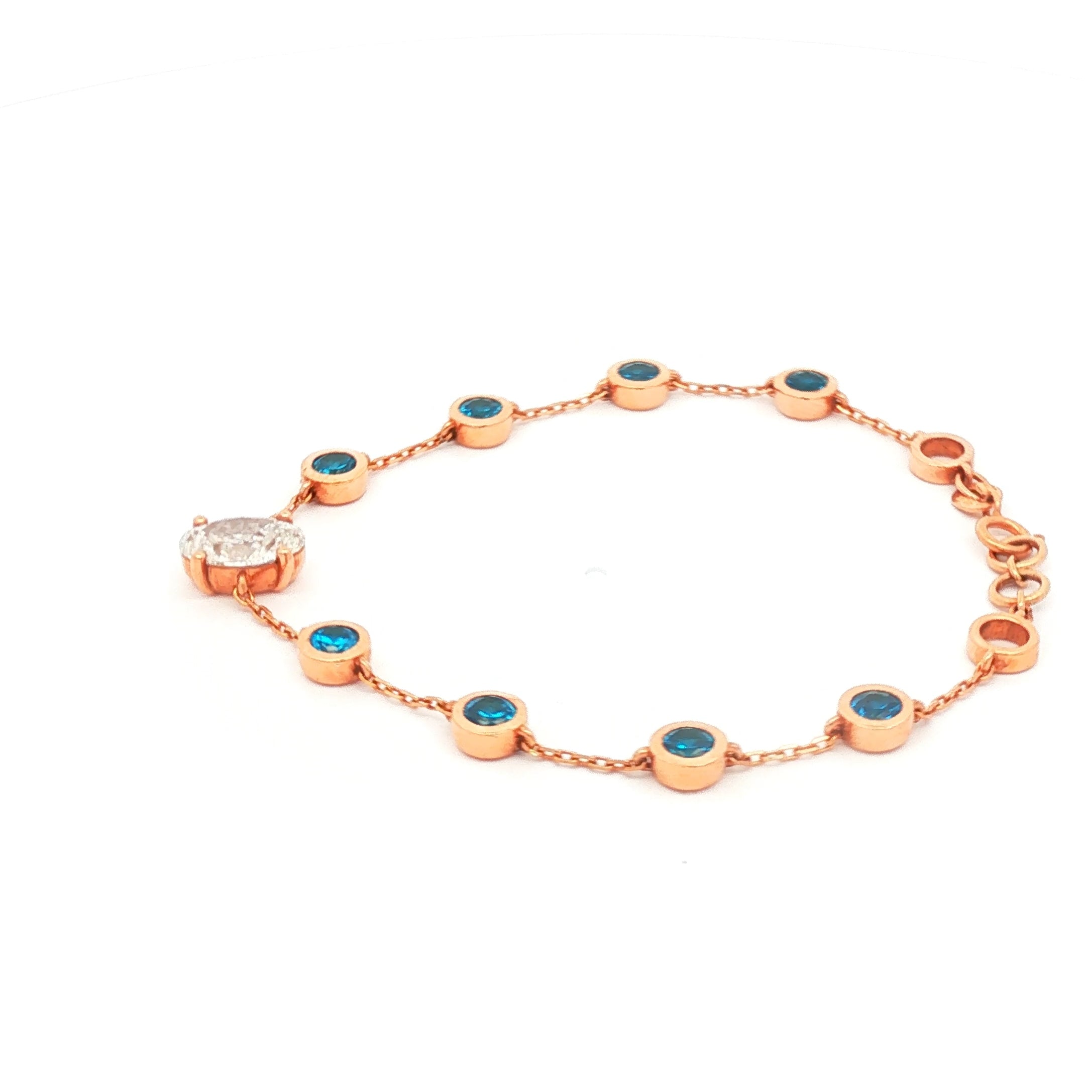 Oval with Blue Bezel Diamonds Bracelet