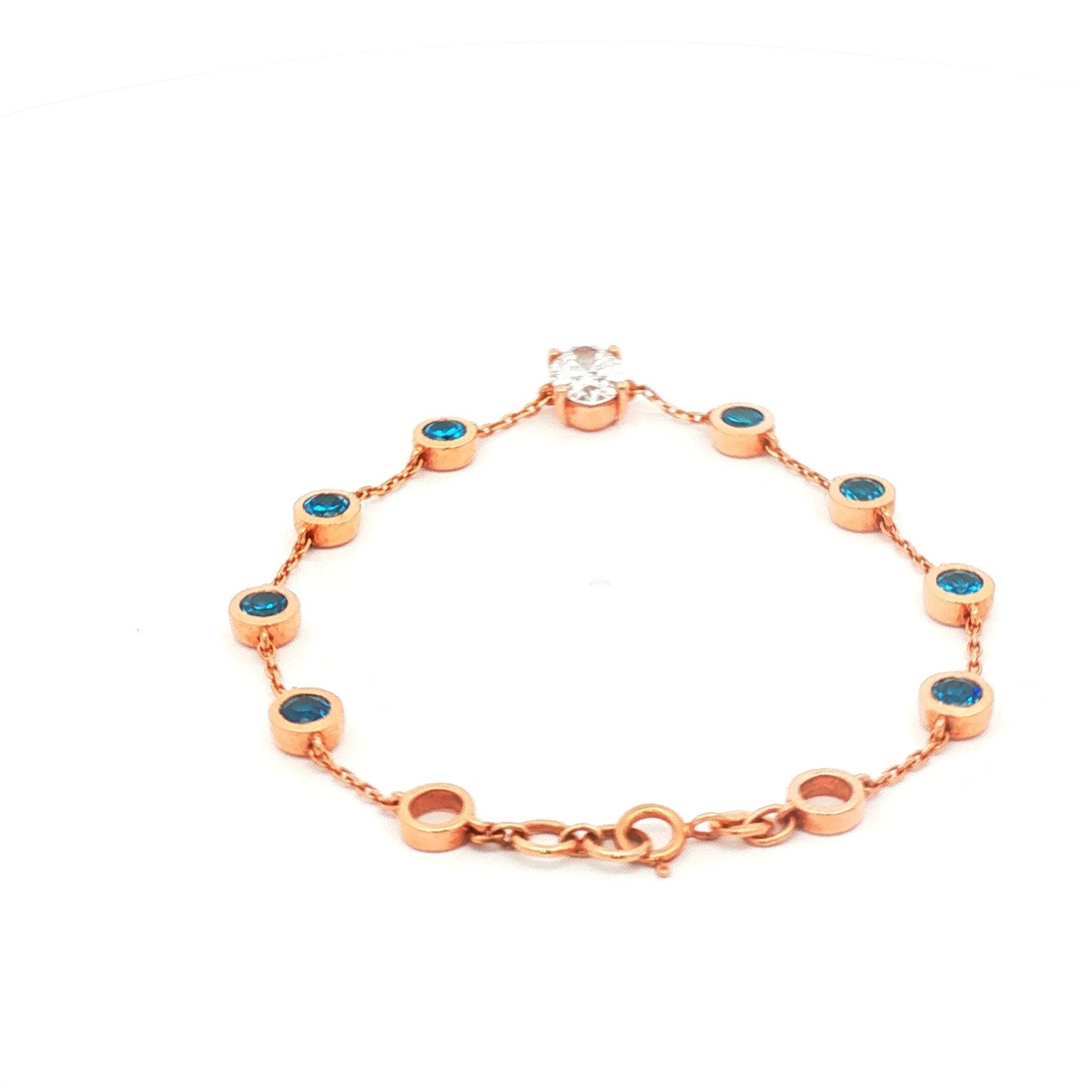 Oval with Blue Bezel Diamonds Bracelet