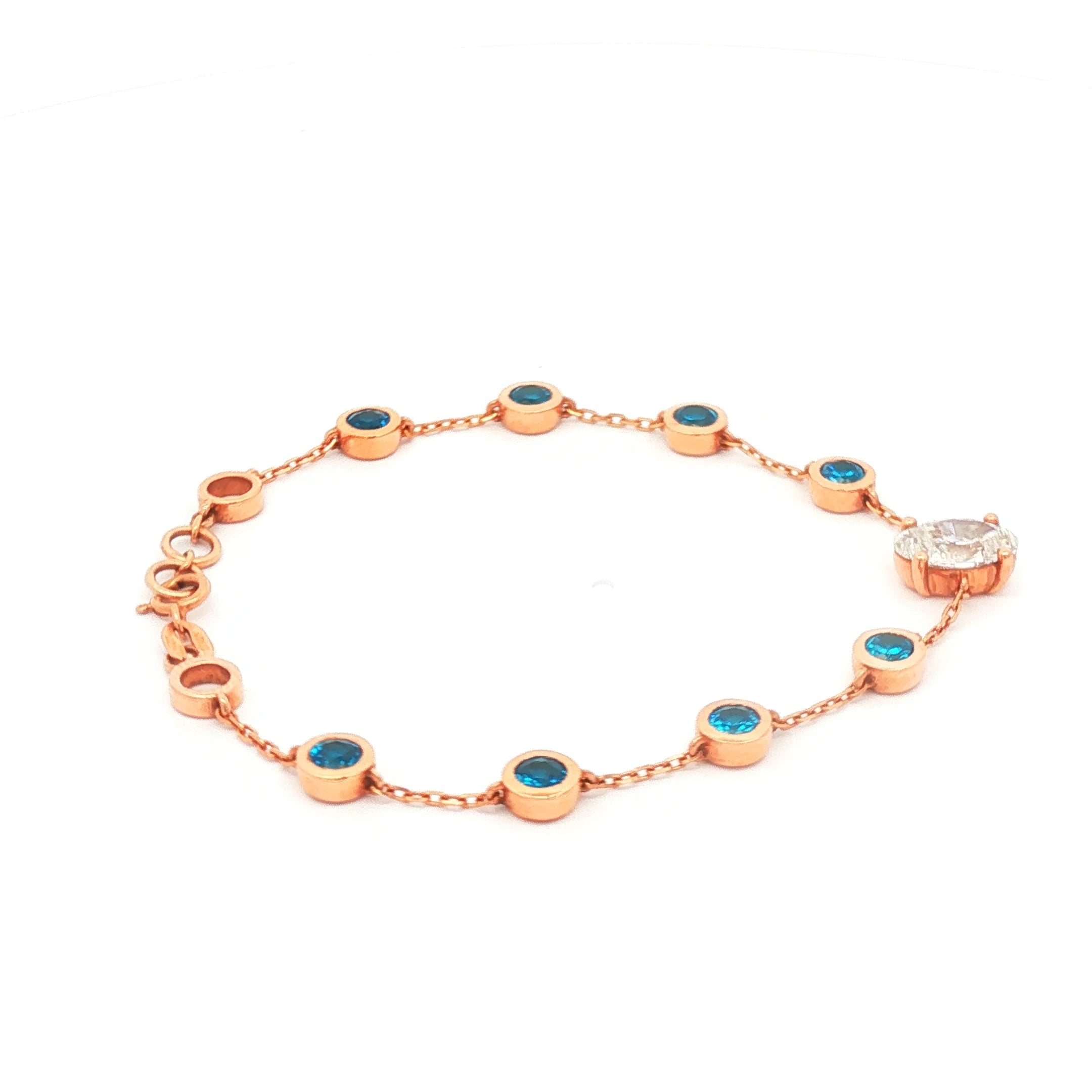 Oval with Blue Bezel Diamonds Bracelet