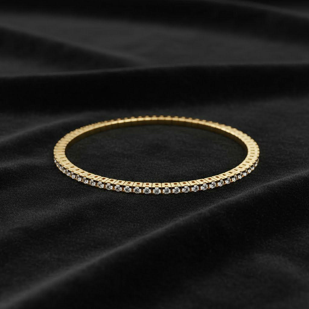 Elastic Round Tennis Bracelet (Yellow Gold)