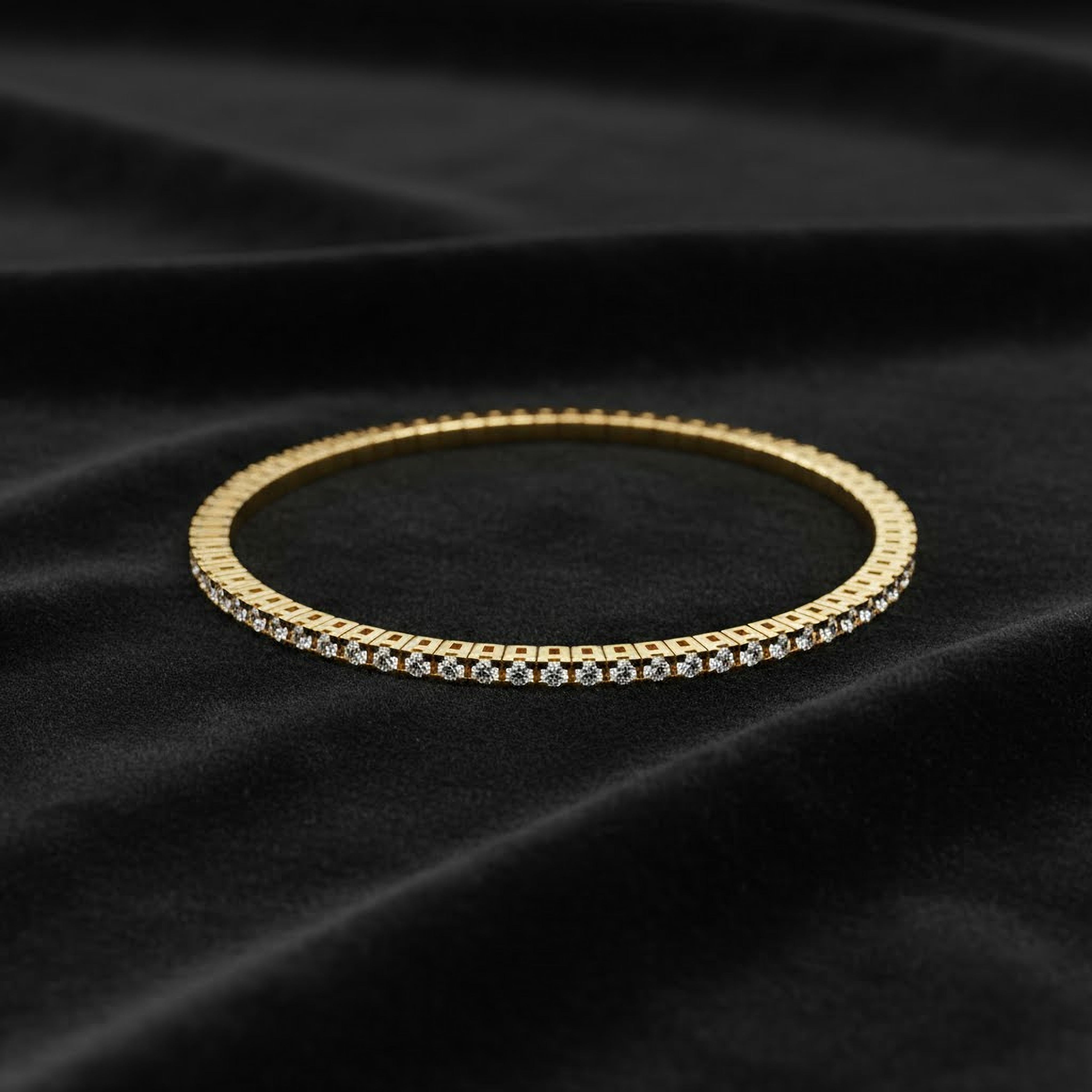 Elastic Round Tennis Bracelet (Yellow Gold)