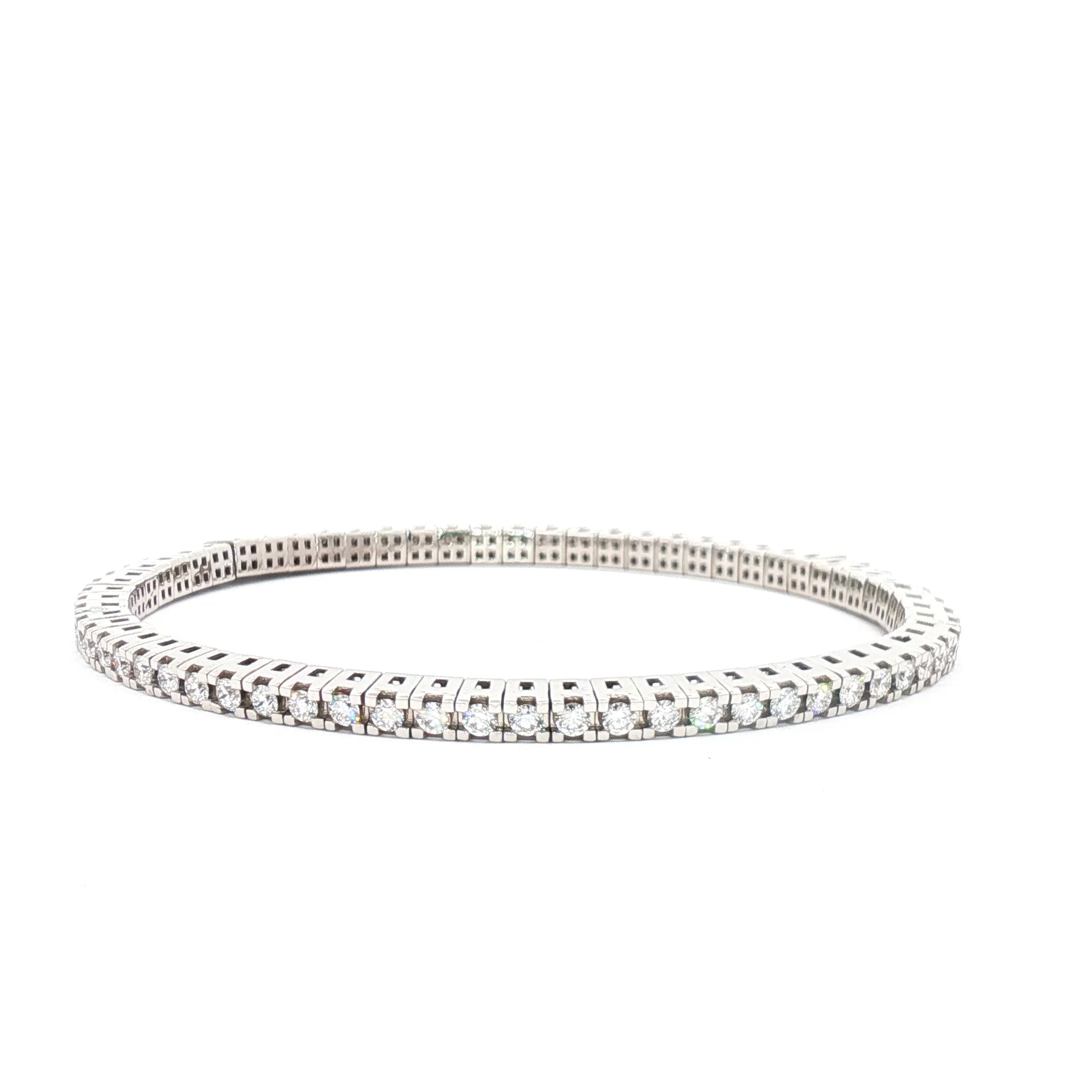 Elastic Round Tennis Bracelet (White Gold)