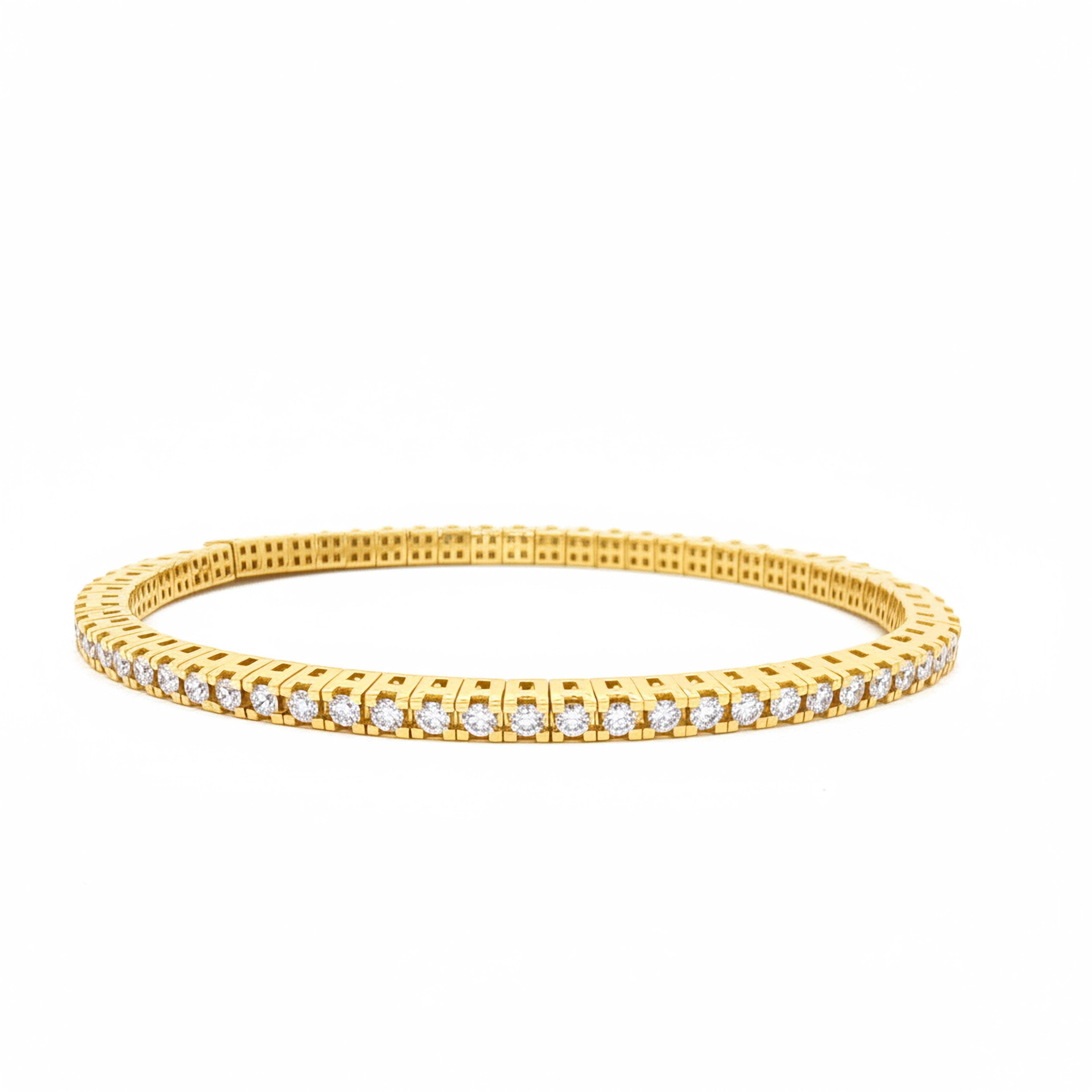 Elastic Round Tennis Bracelet (White Gold)