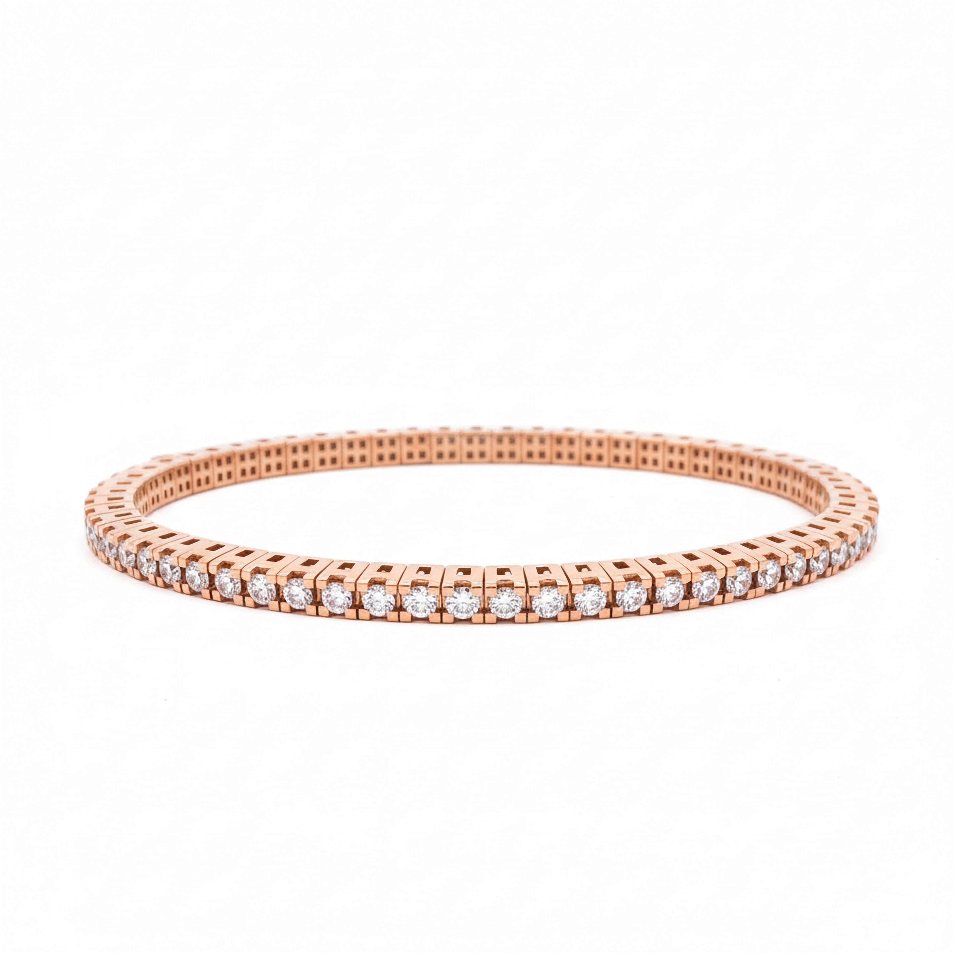 Elastic Round Tennis Bracelet (White Gold)