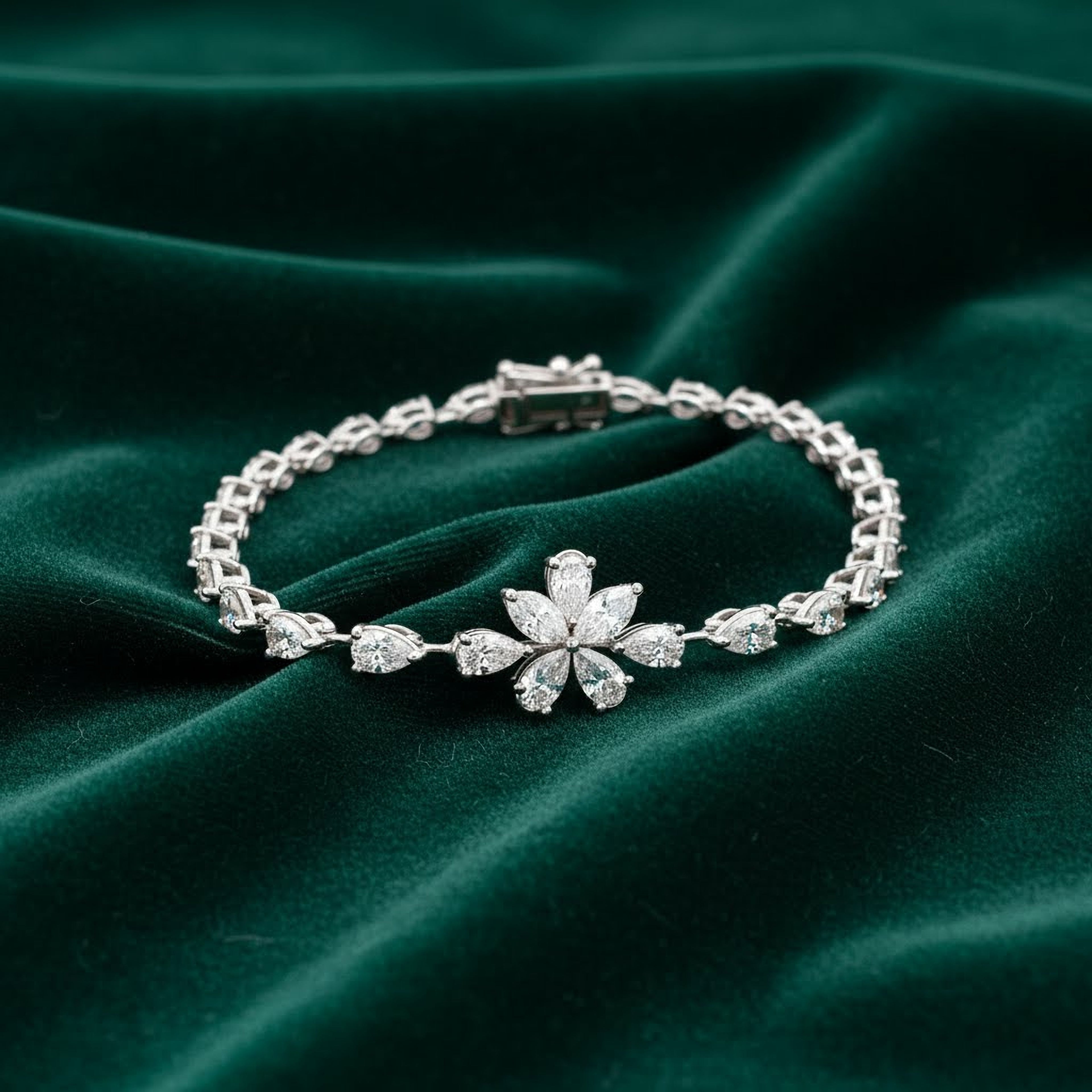 Flower Center Tennis Bracelet