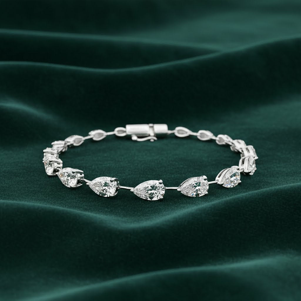 80pts Pear Spaced Tennis Bracelet