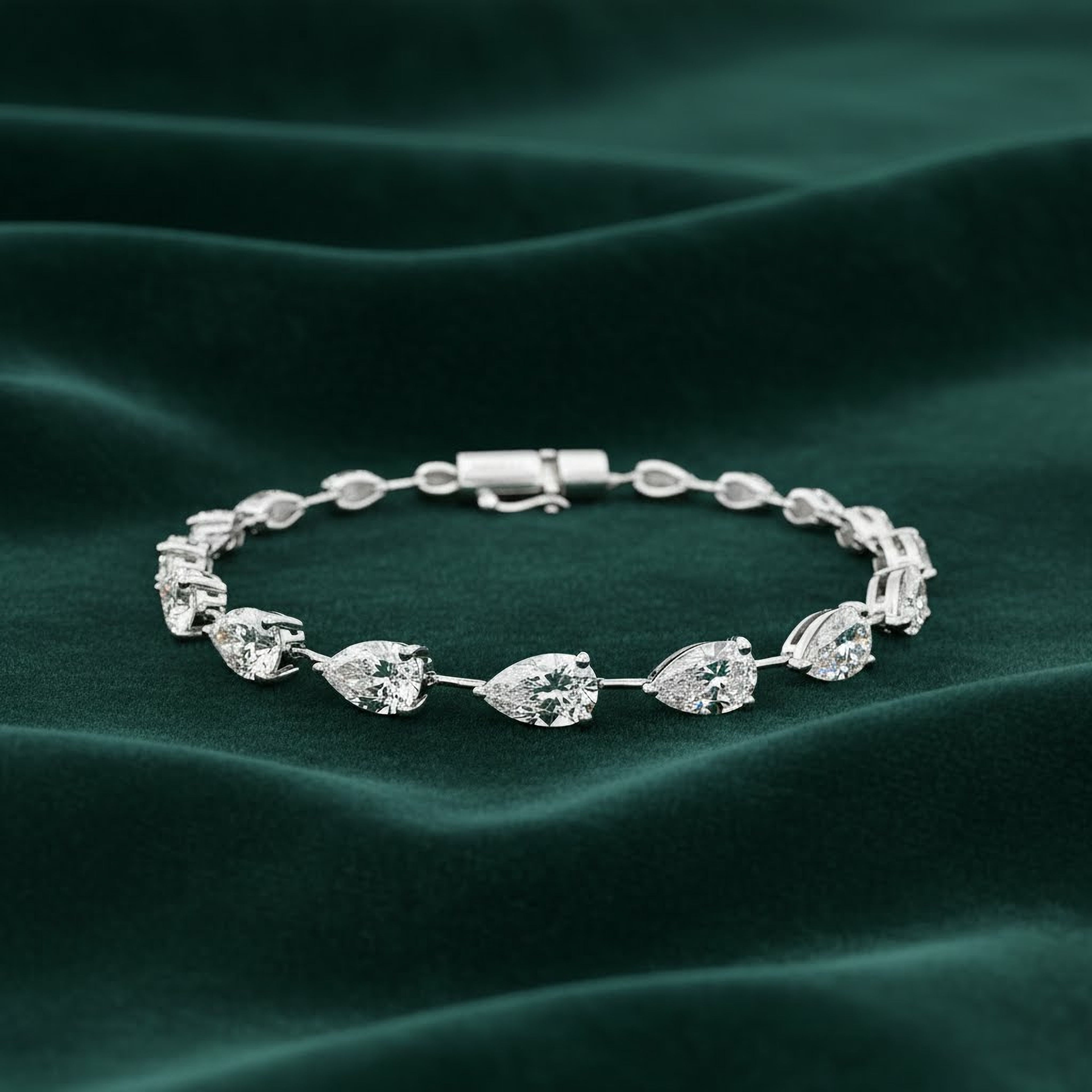 80pts Pear Spaced Tennis Bracelet