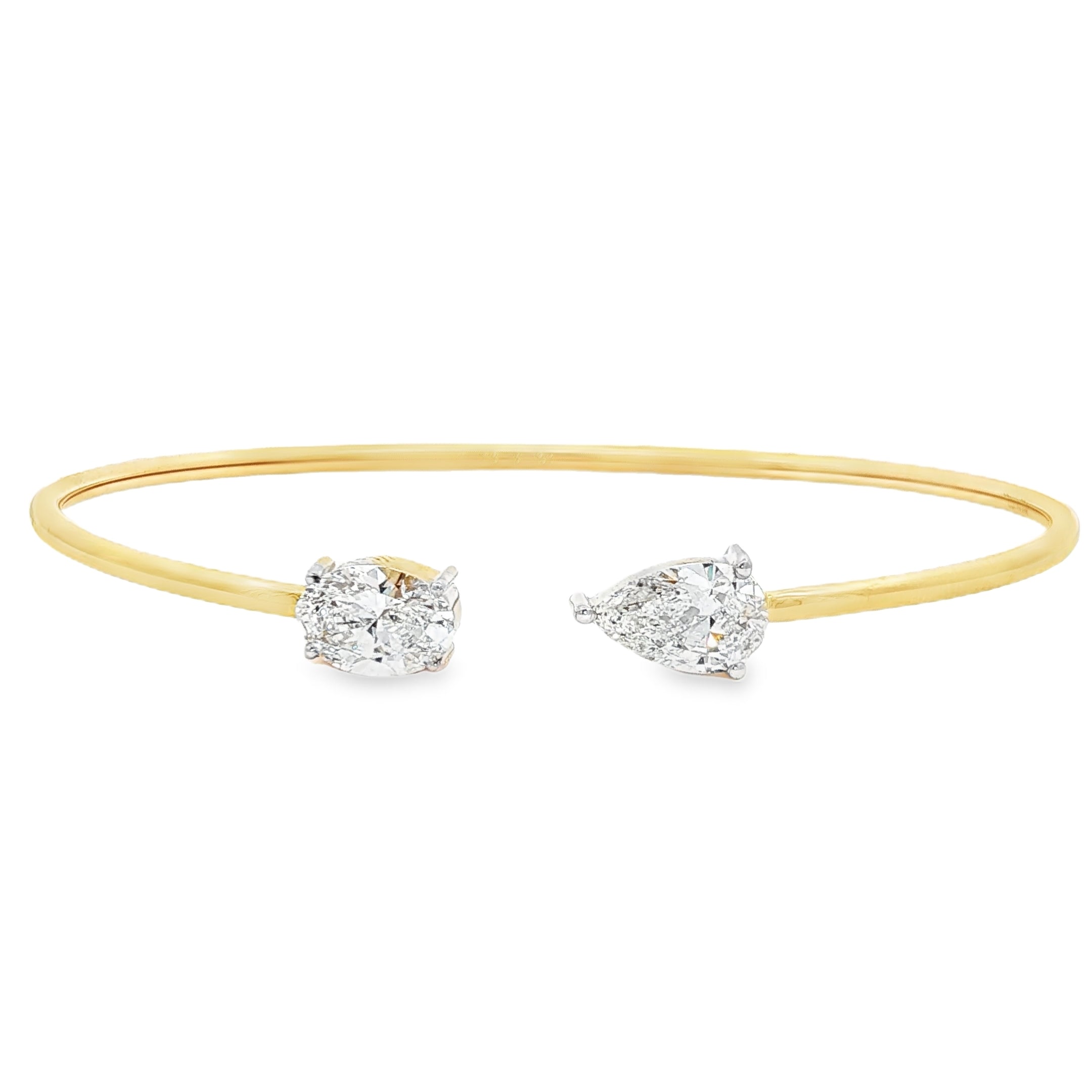 1ct Pear x 1ct Oval Single Diamond Bangle