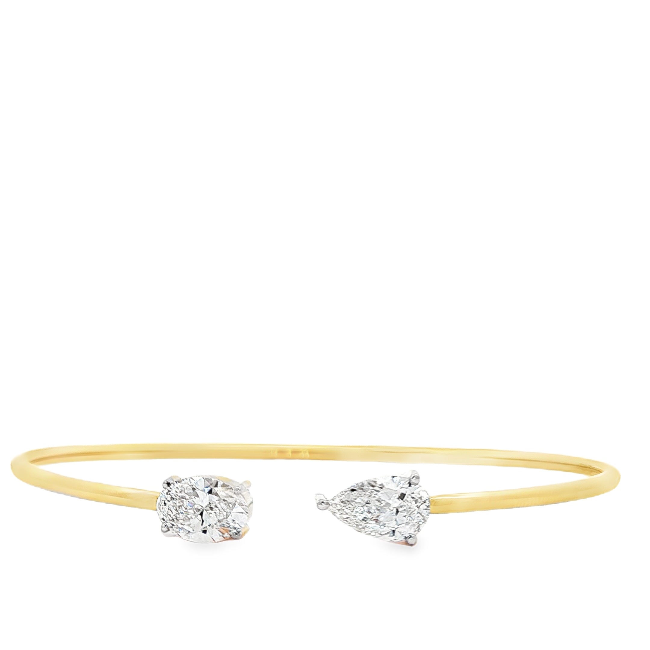 1ct Pear x 1ct Oval Single Diamond Bangle
