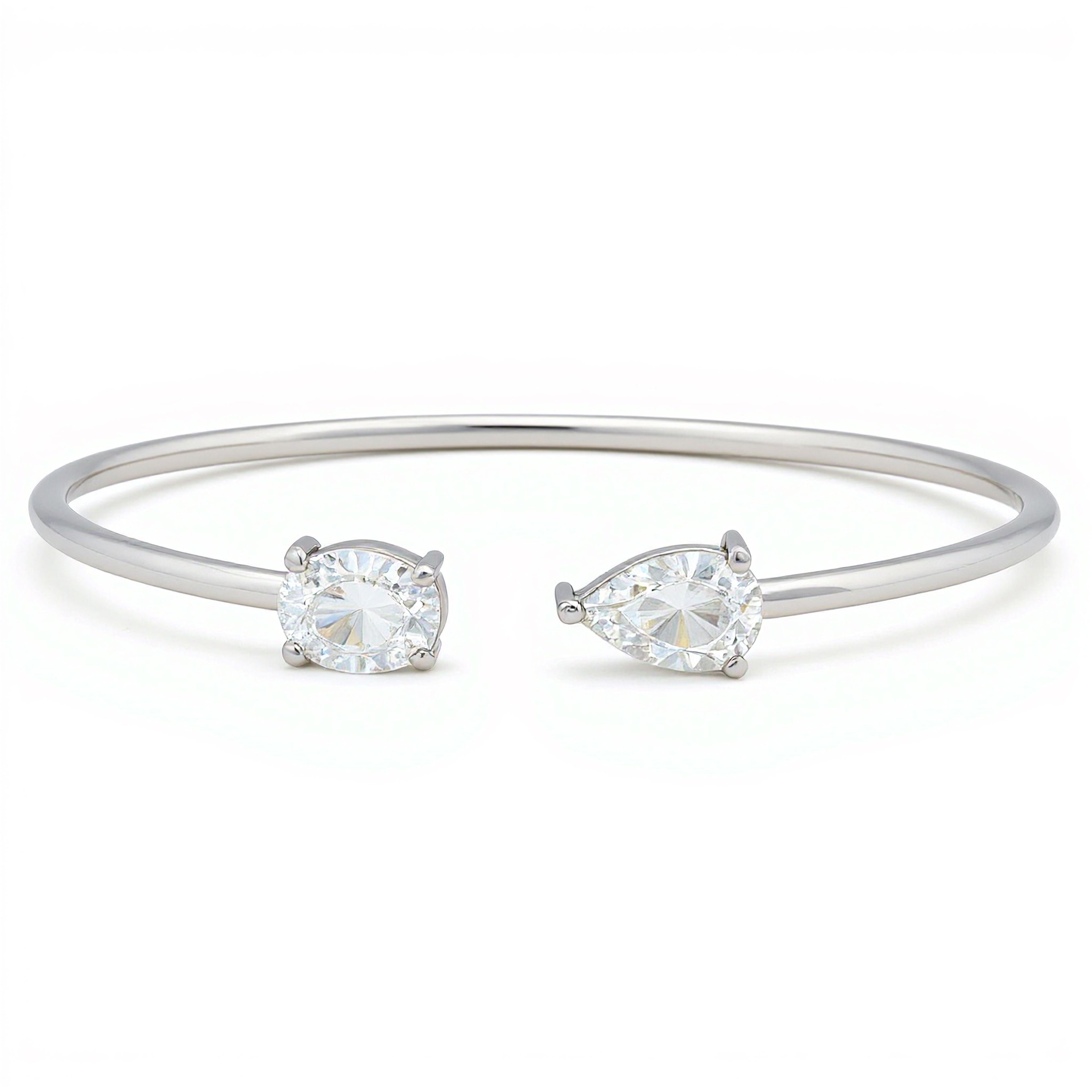 1ct Pear x 1ct Oval Single Diamond Bangle