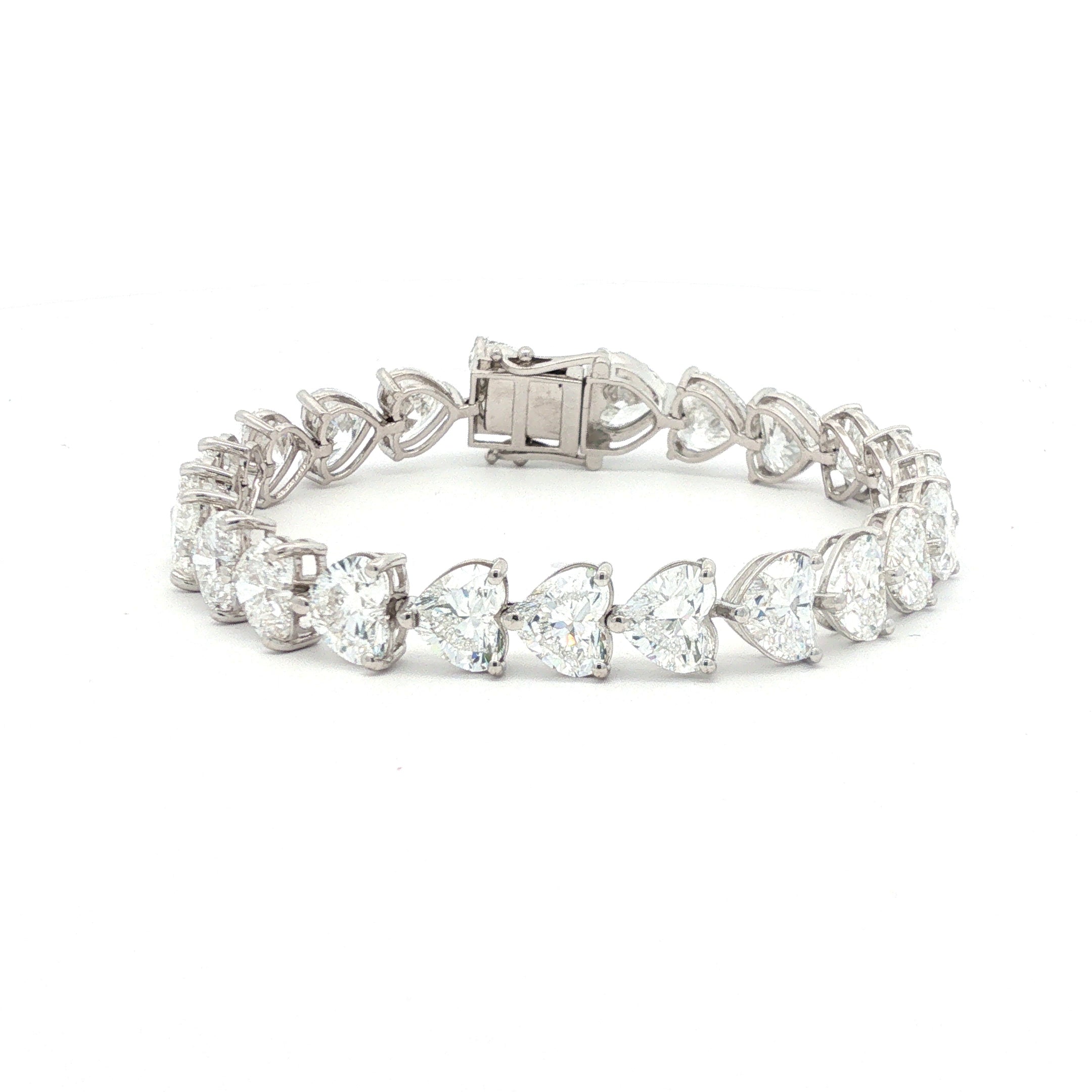 Heart-Shaped Diamond Tennis Bracelet