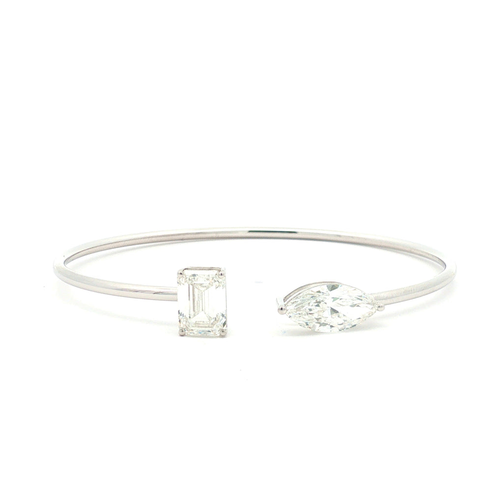 Marquise and Emerald Diamond Open Bangle