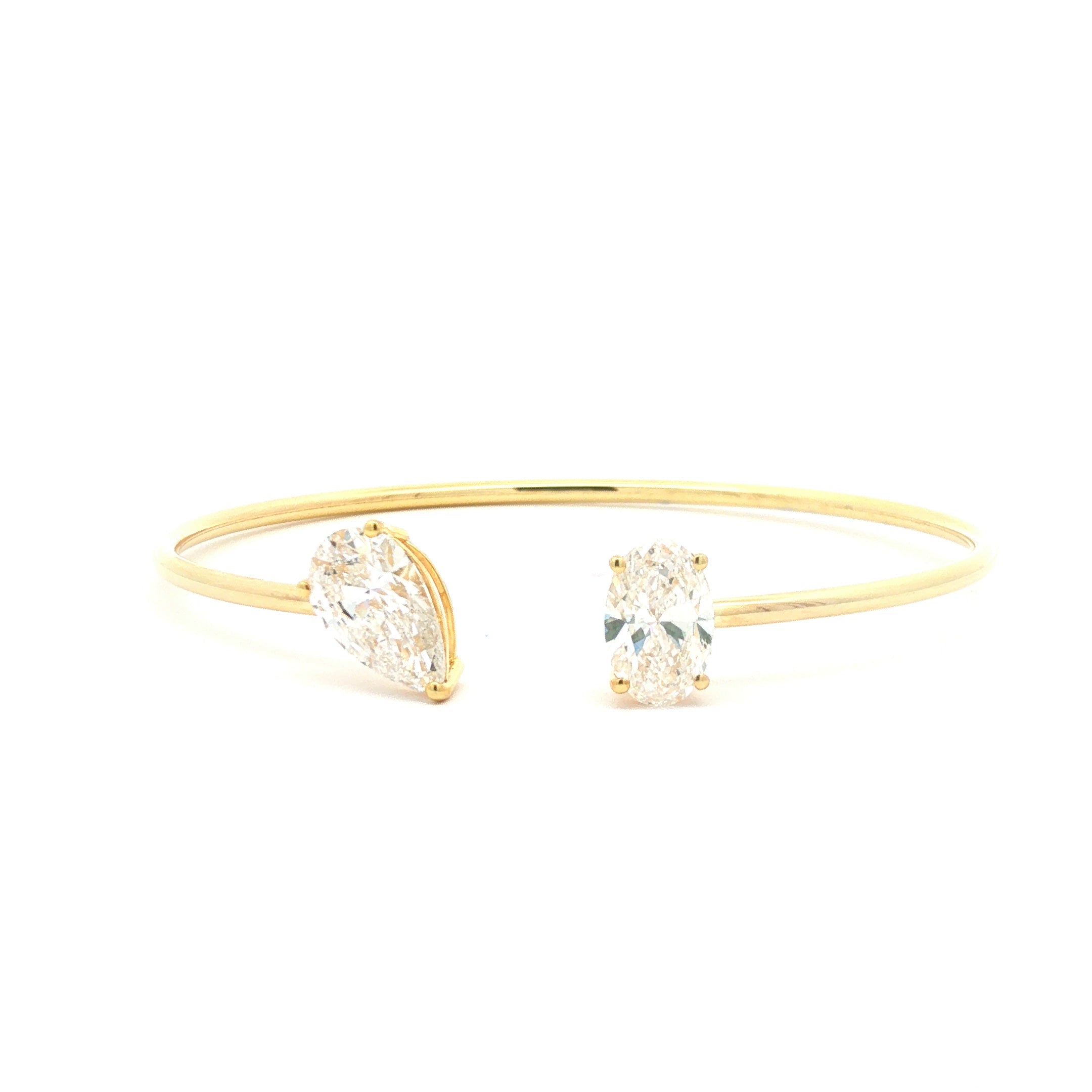Pear and Oval Diamond Open Bangle