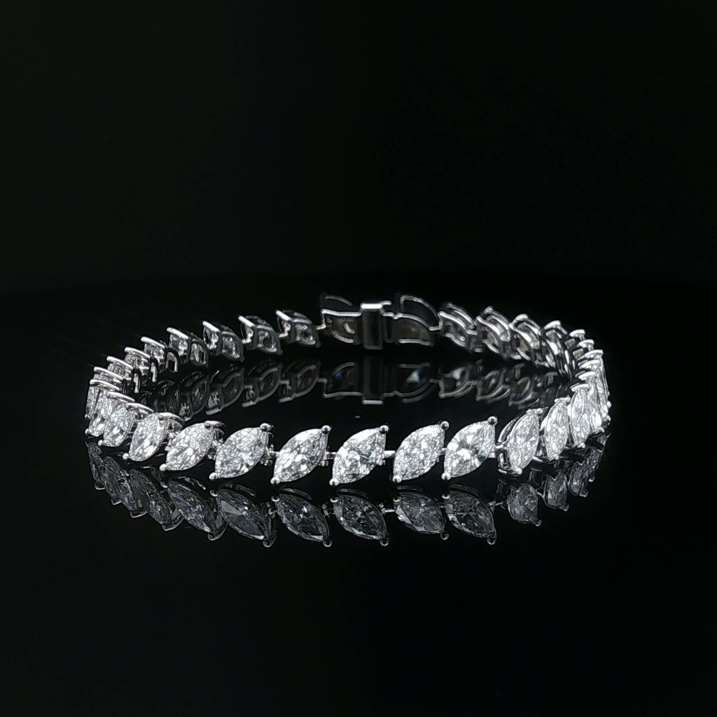 30pts Angled Marquise Diamond Tennis Bracelet