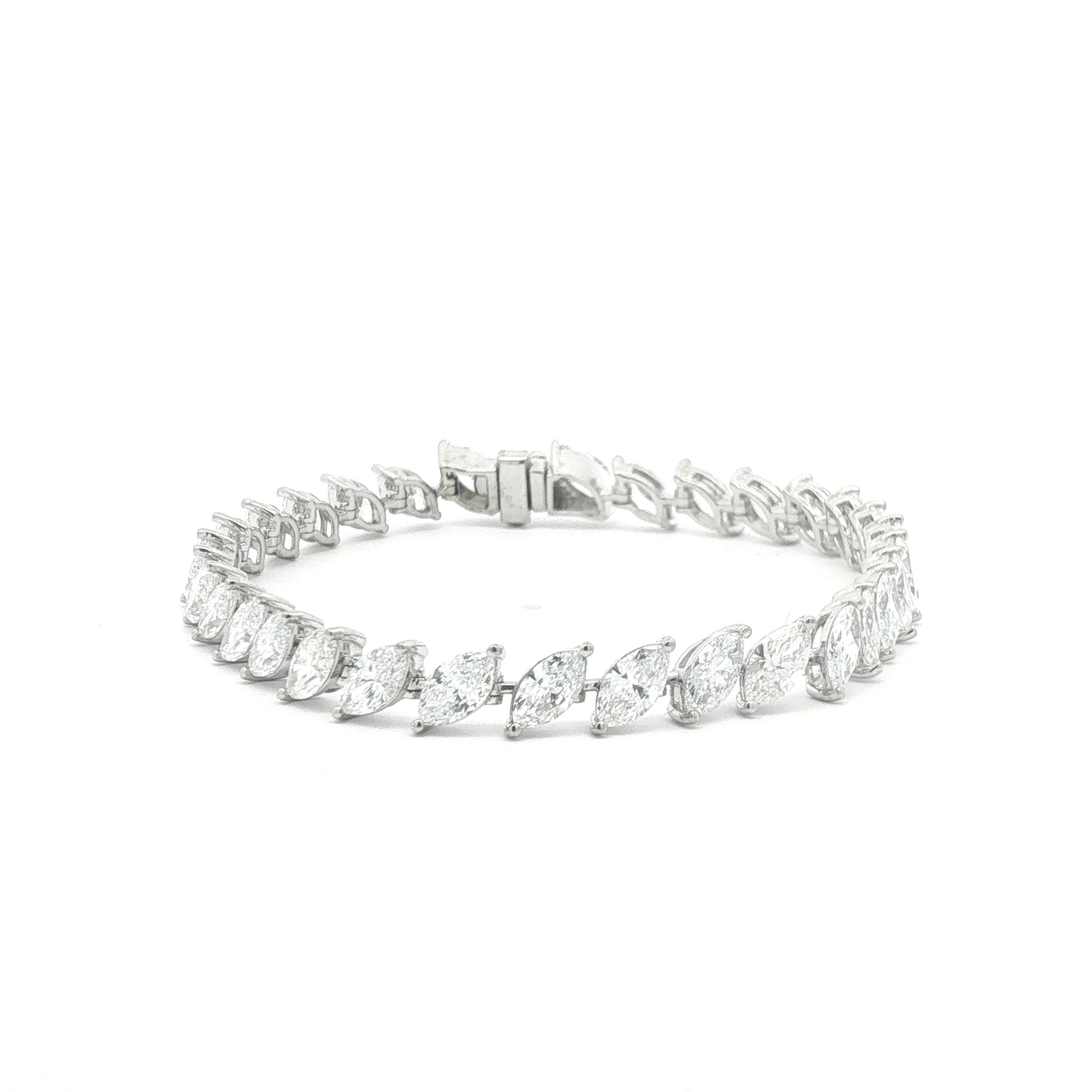 30pts Angled Marquise Diamond Tennis Bracelet