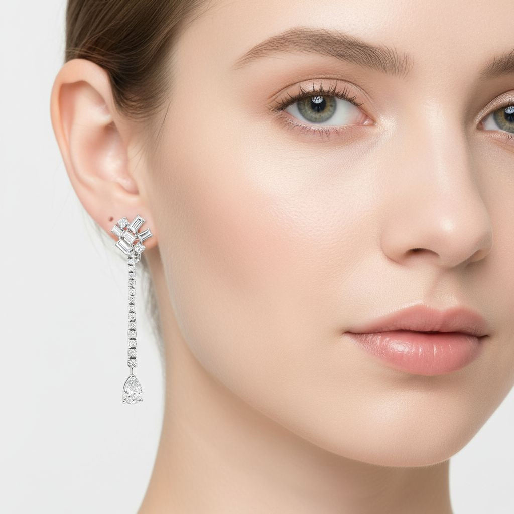 Clustered Baguettes with 1ct Pear Drop