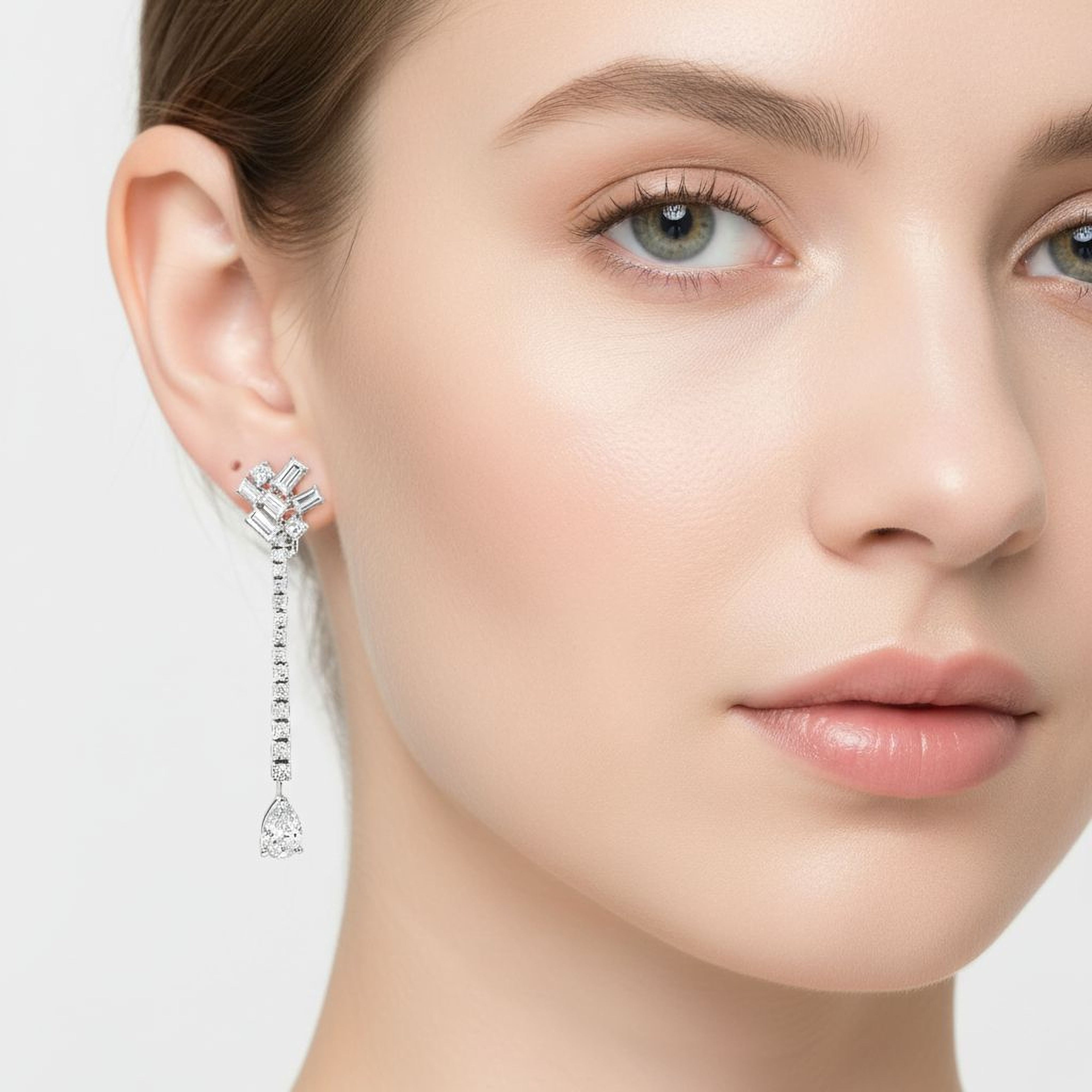 Clustered Baguettes with 1ct Pear Drop