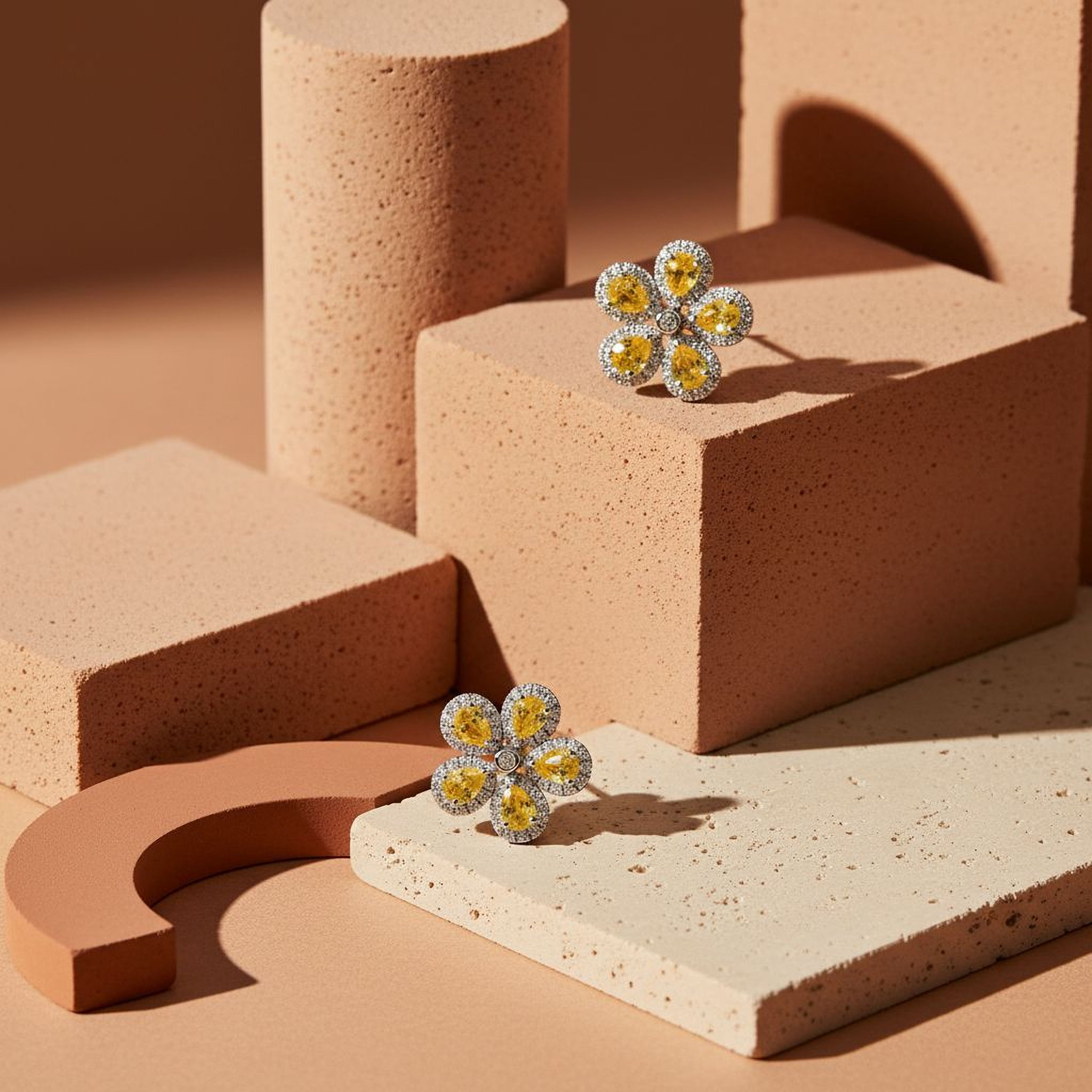 Yellow Flower Studs
