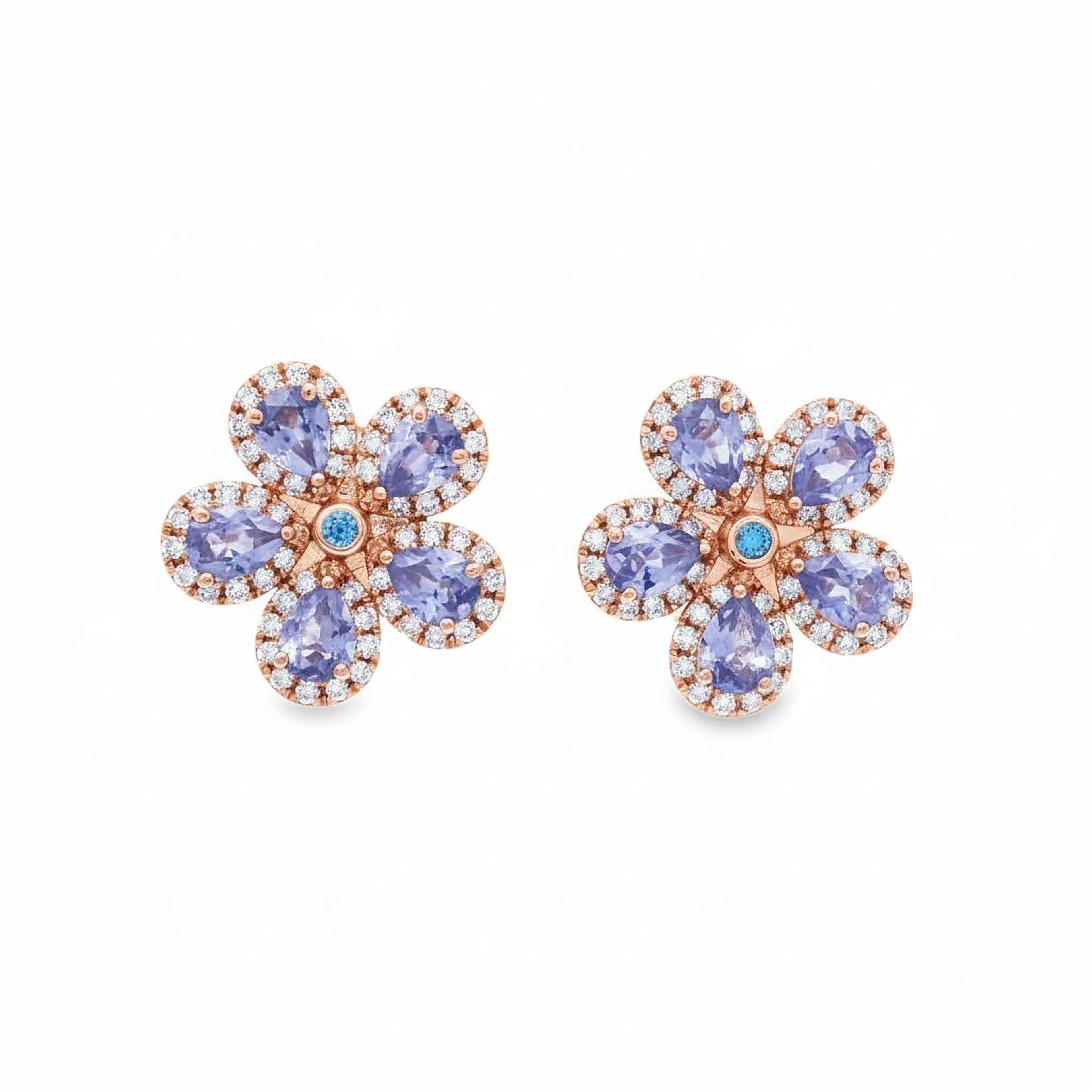 Blue Flower Studs