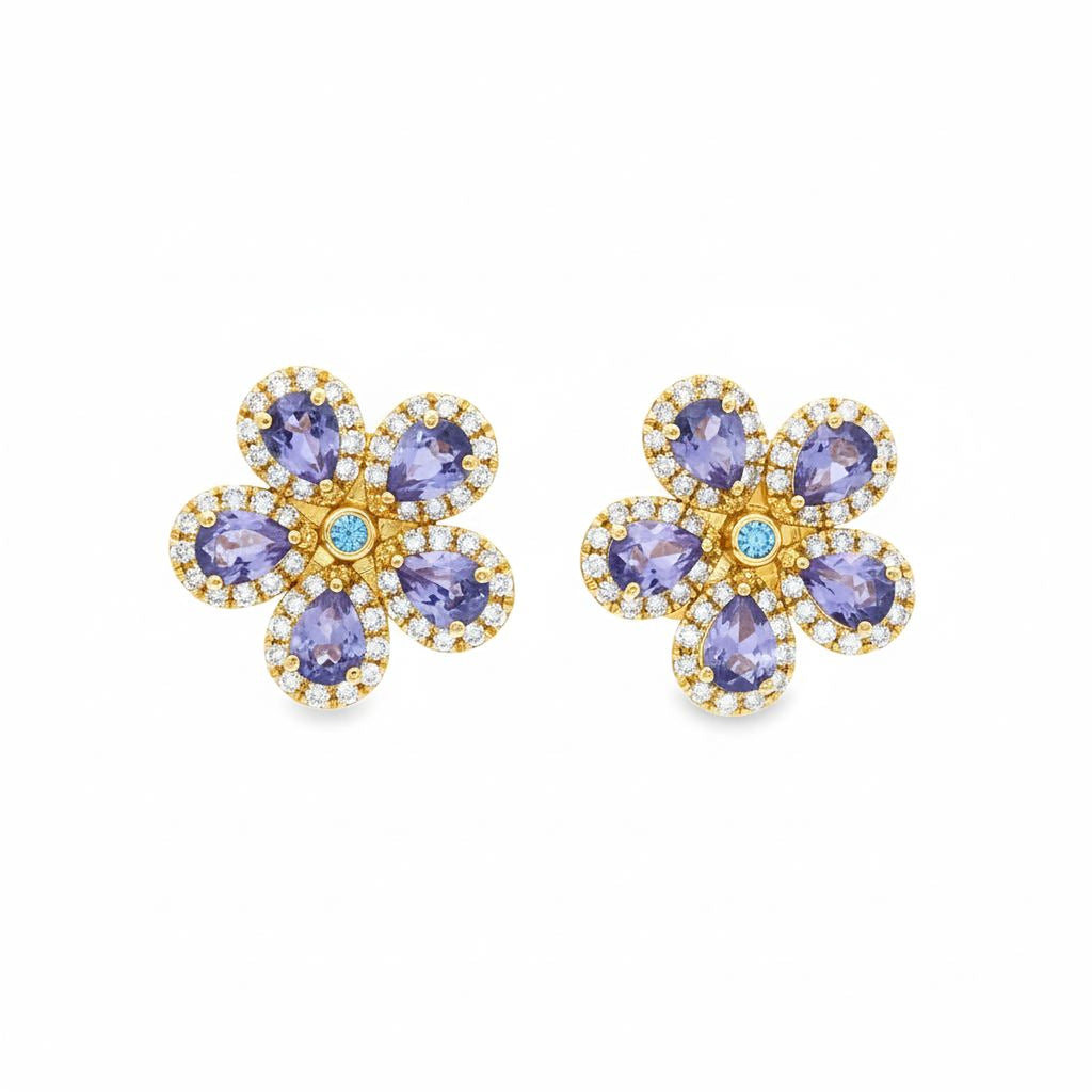 Blue Flower Studs