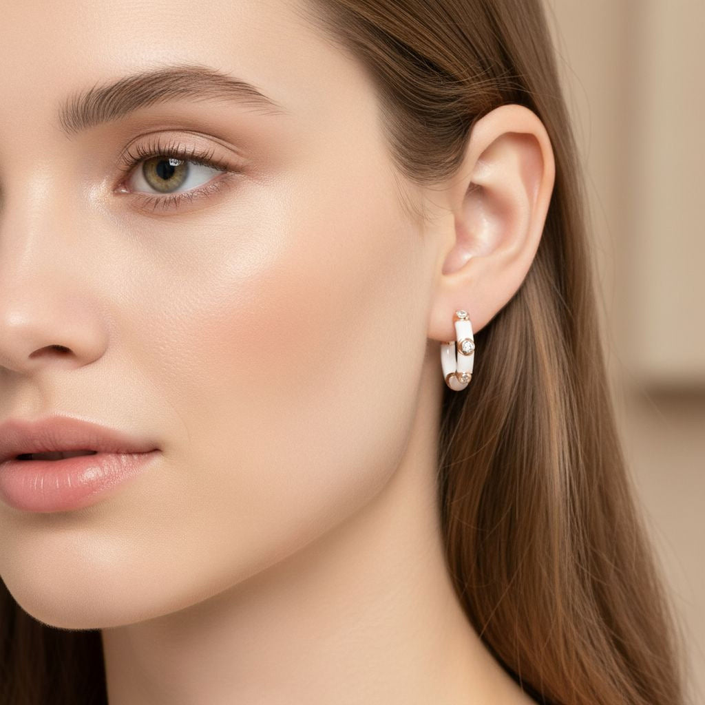 Hoops in White Enamel