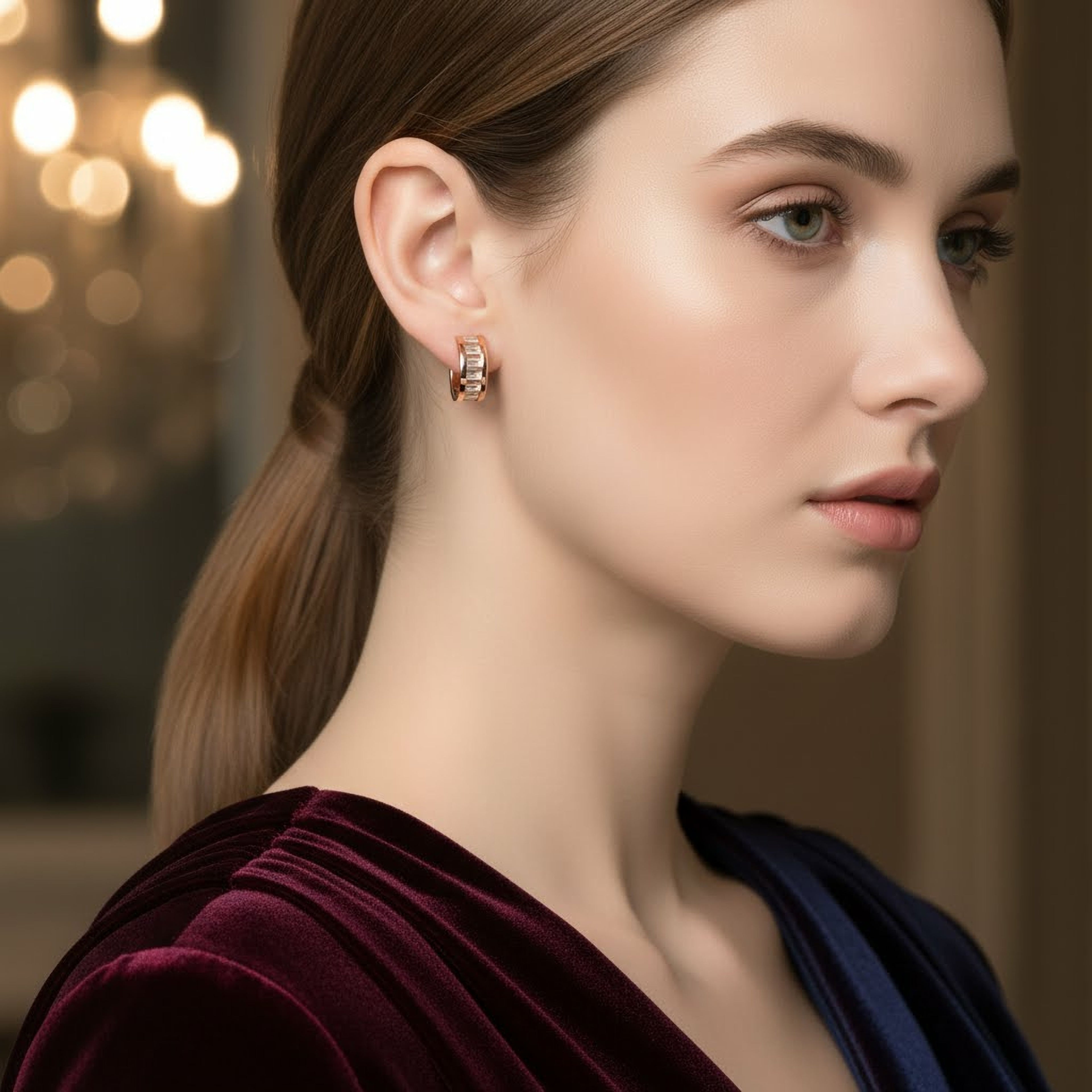 Curved Baguette Earrings