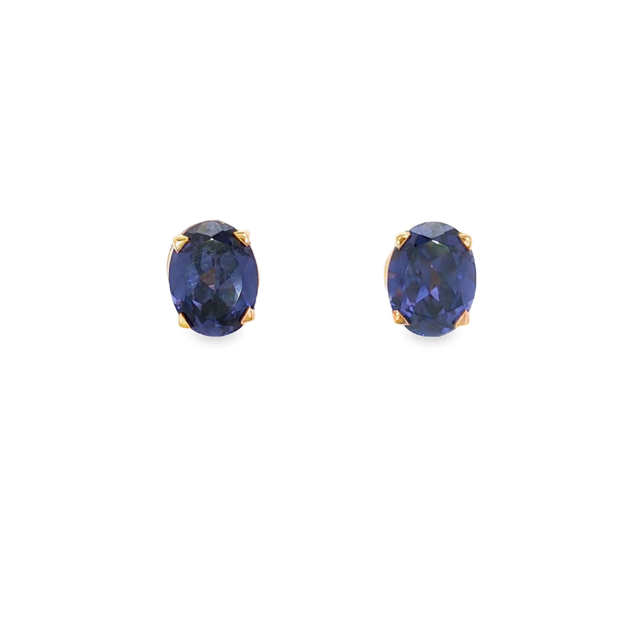 3ct Blue Oval Studs