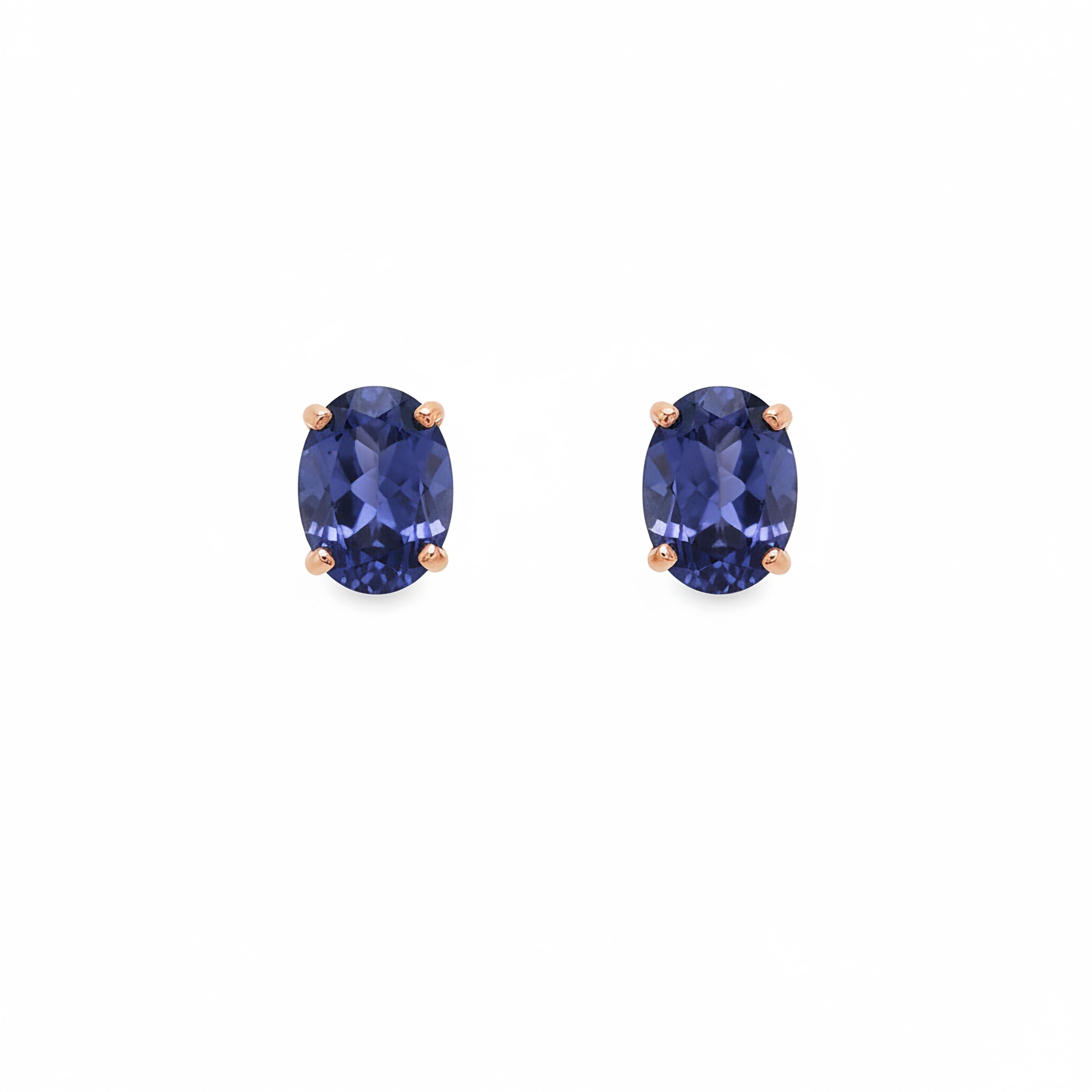 3ct Blue Oval Studs