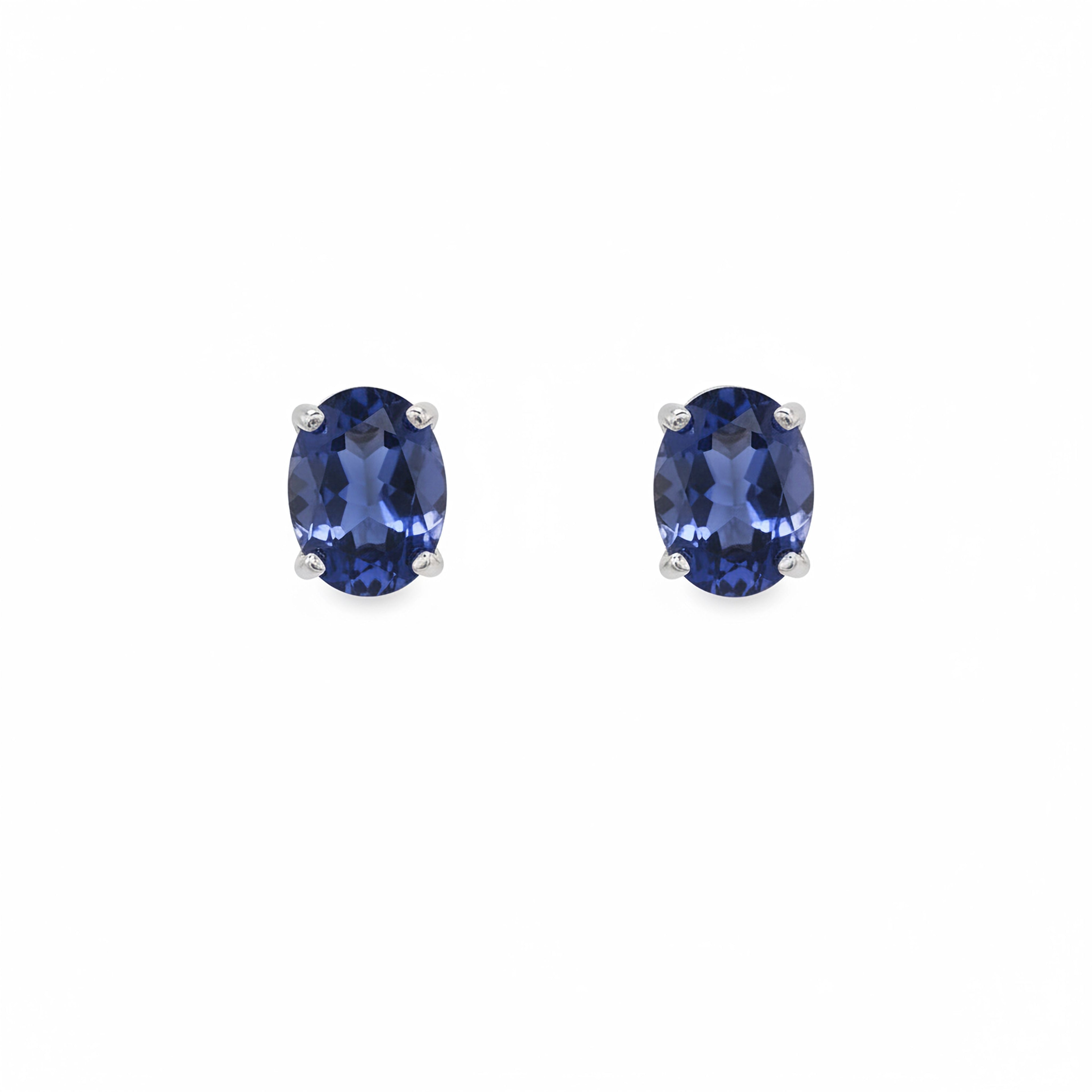 3ct Blue Oval Studs