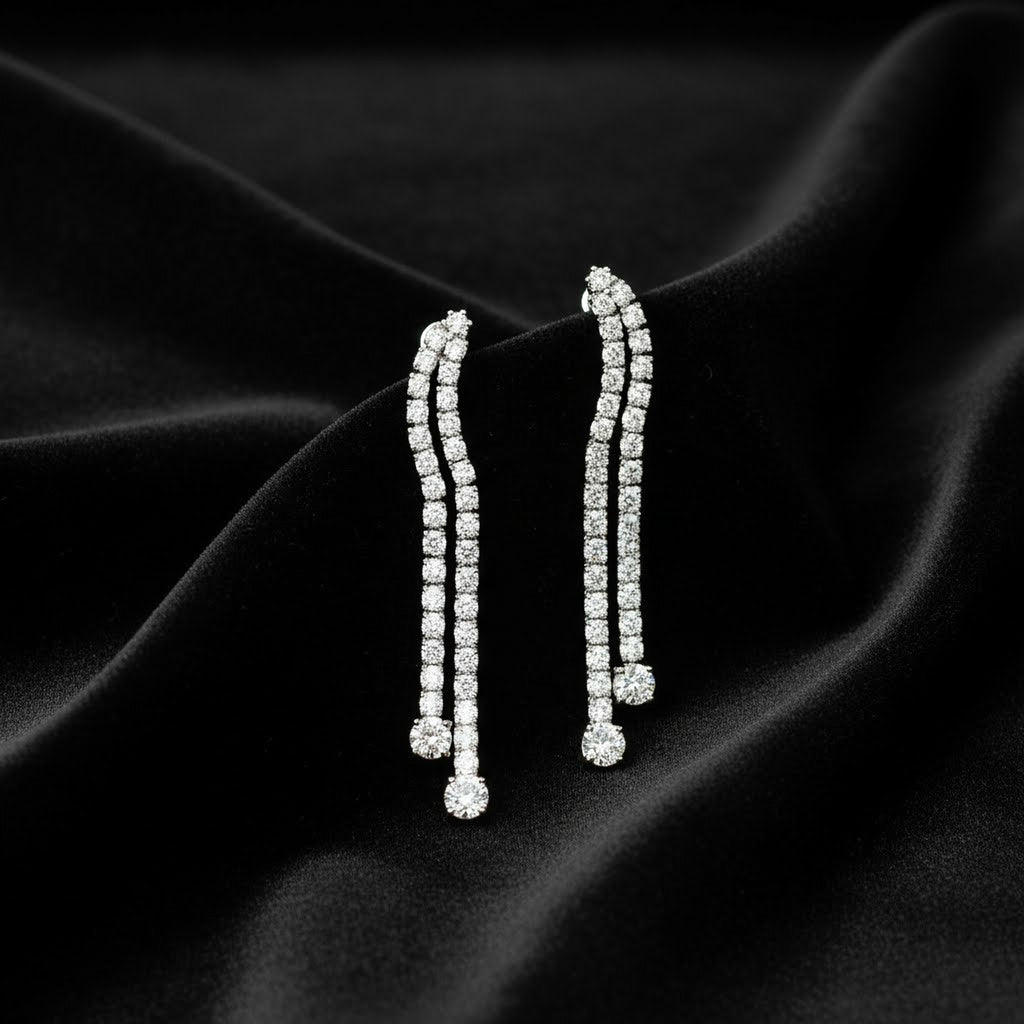 Long Round Tennis Earrings