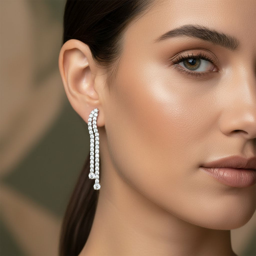 Long Round Tennis Earrings