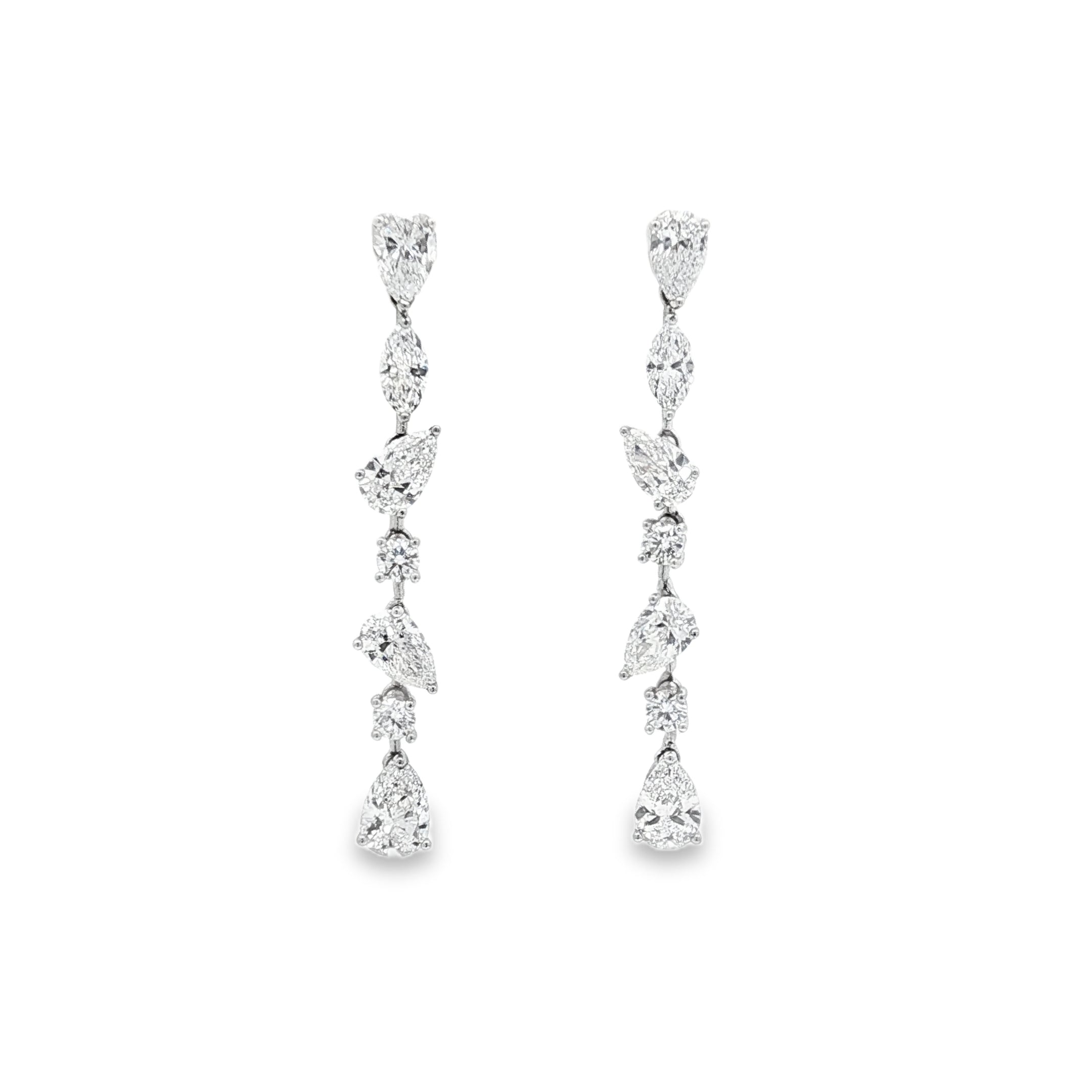 Round x Pear Dangling Earrings