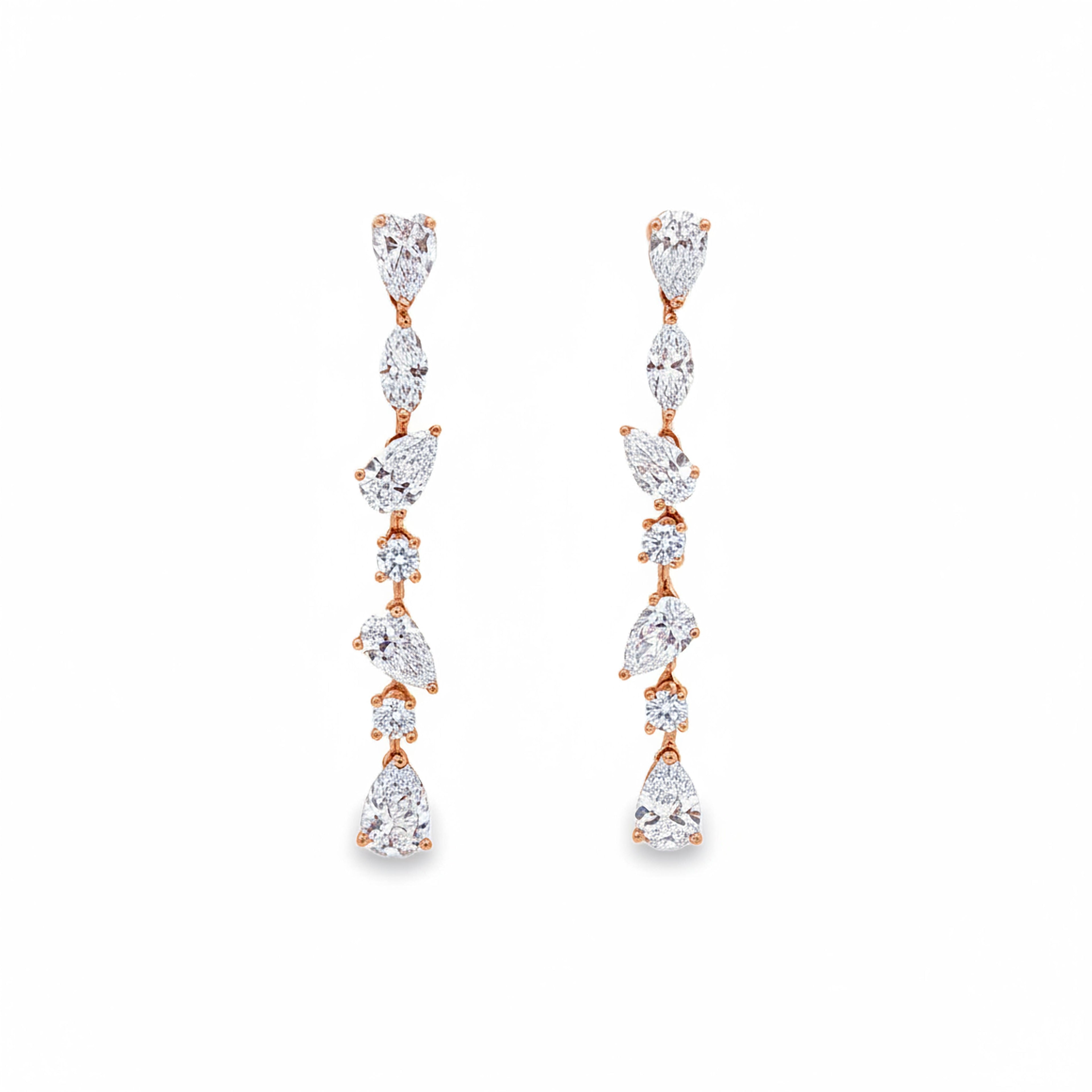 Round x Pear Dangling Earrings