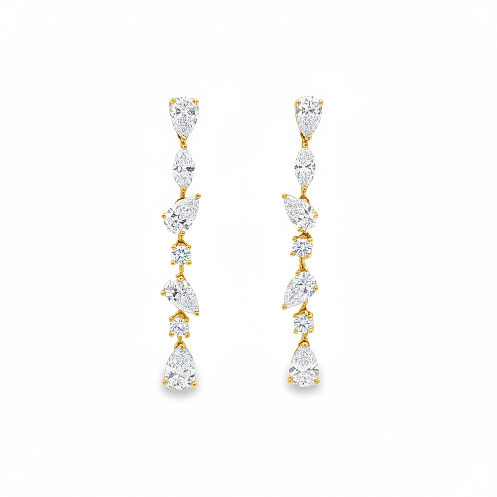 Round x Pear Dangling Earrings