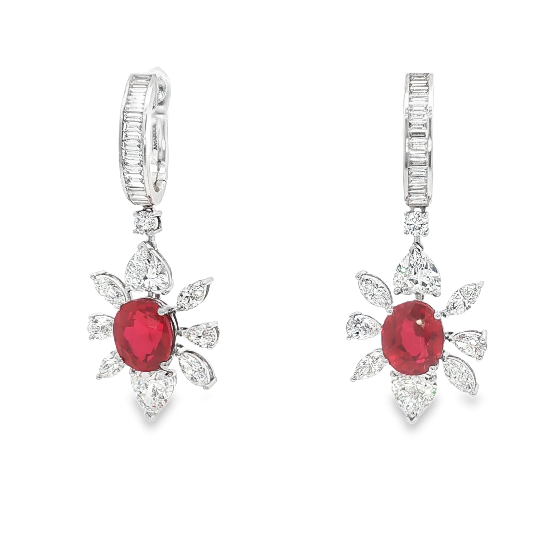 5ct Red Ruby Earrings