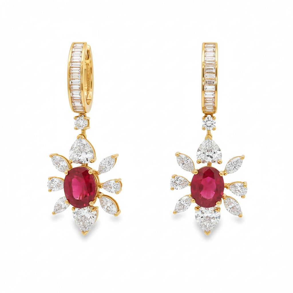 5ct Red Ruby Earrings