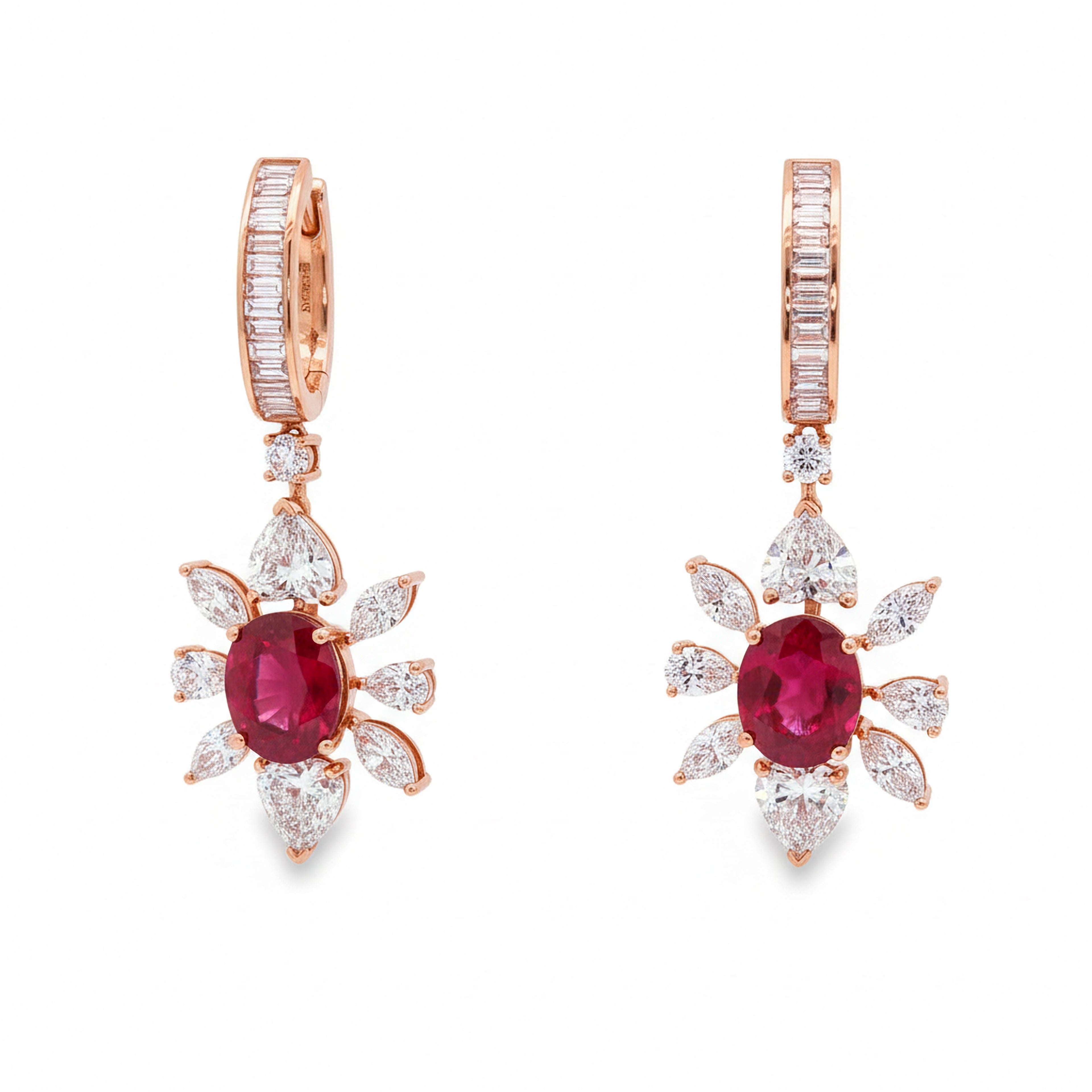 5ct Red Ruby Earrings