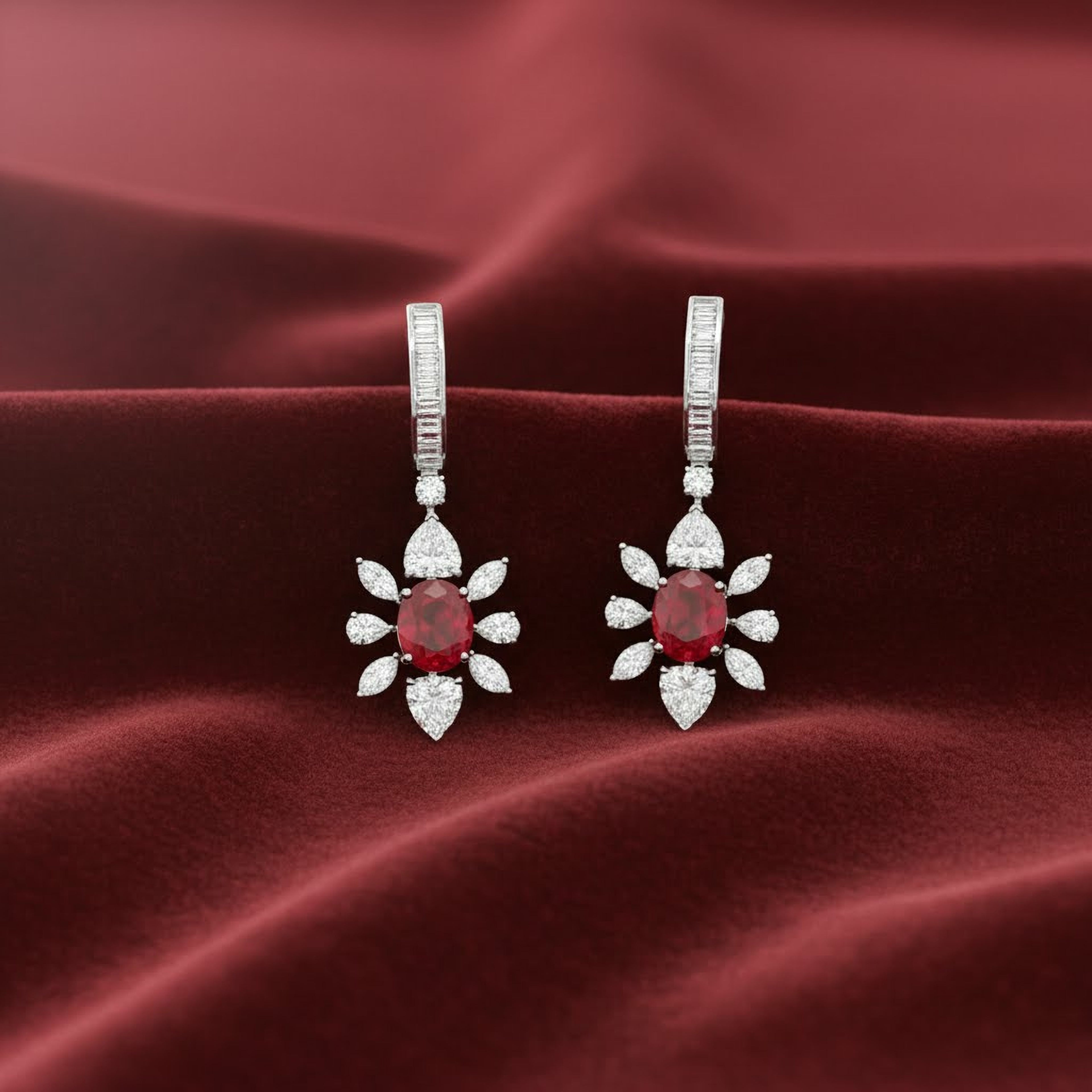 5ct Red Ruby Earrings