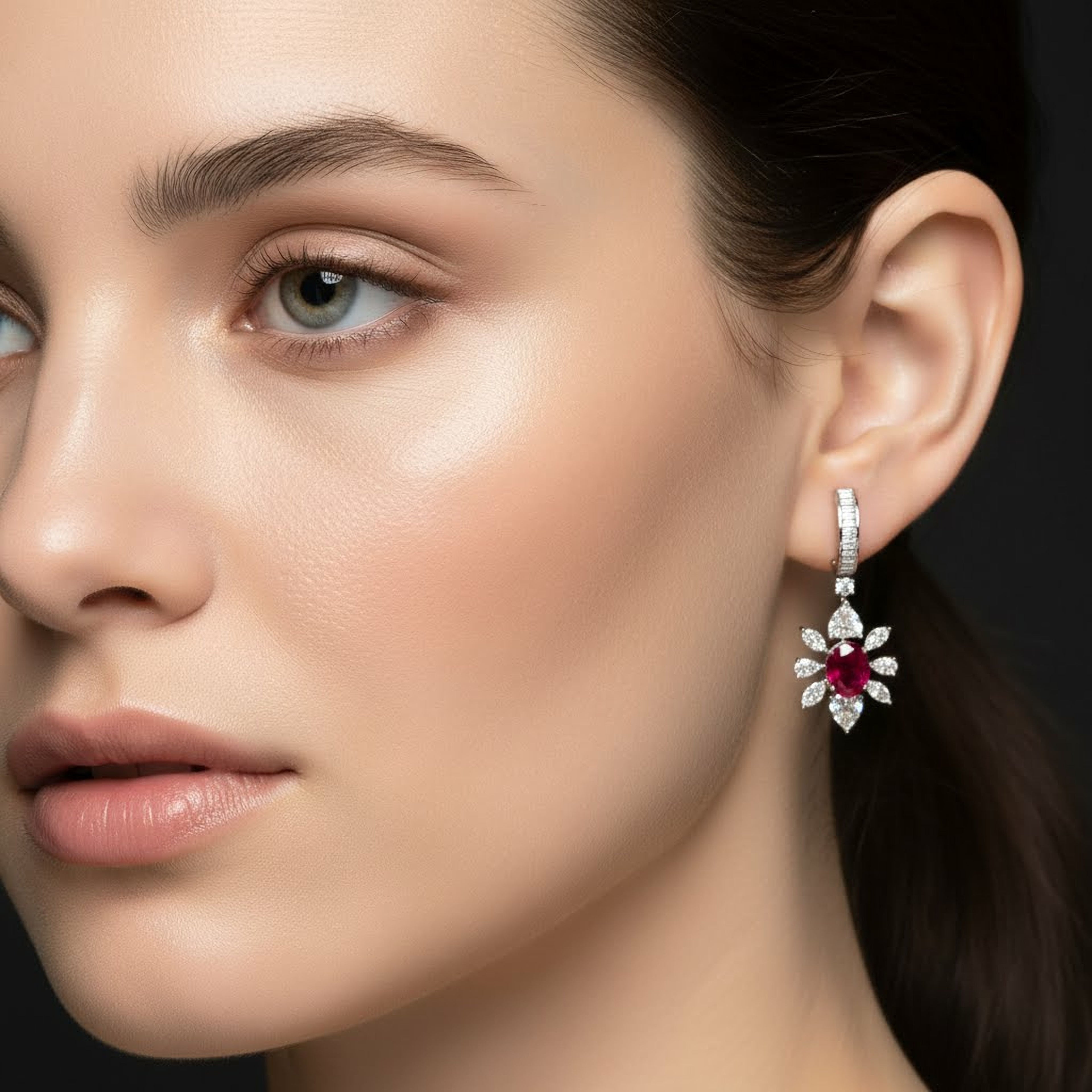 5ct Red Ruby Earrings