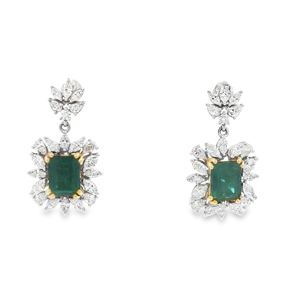 3ct Green Emerald Drop Earrings