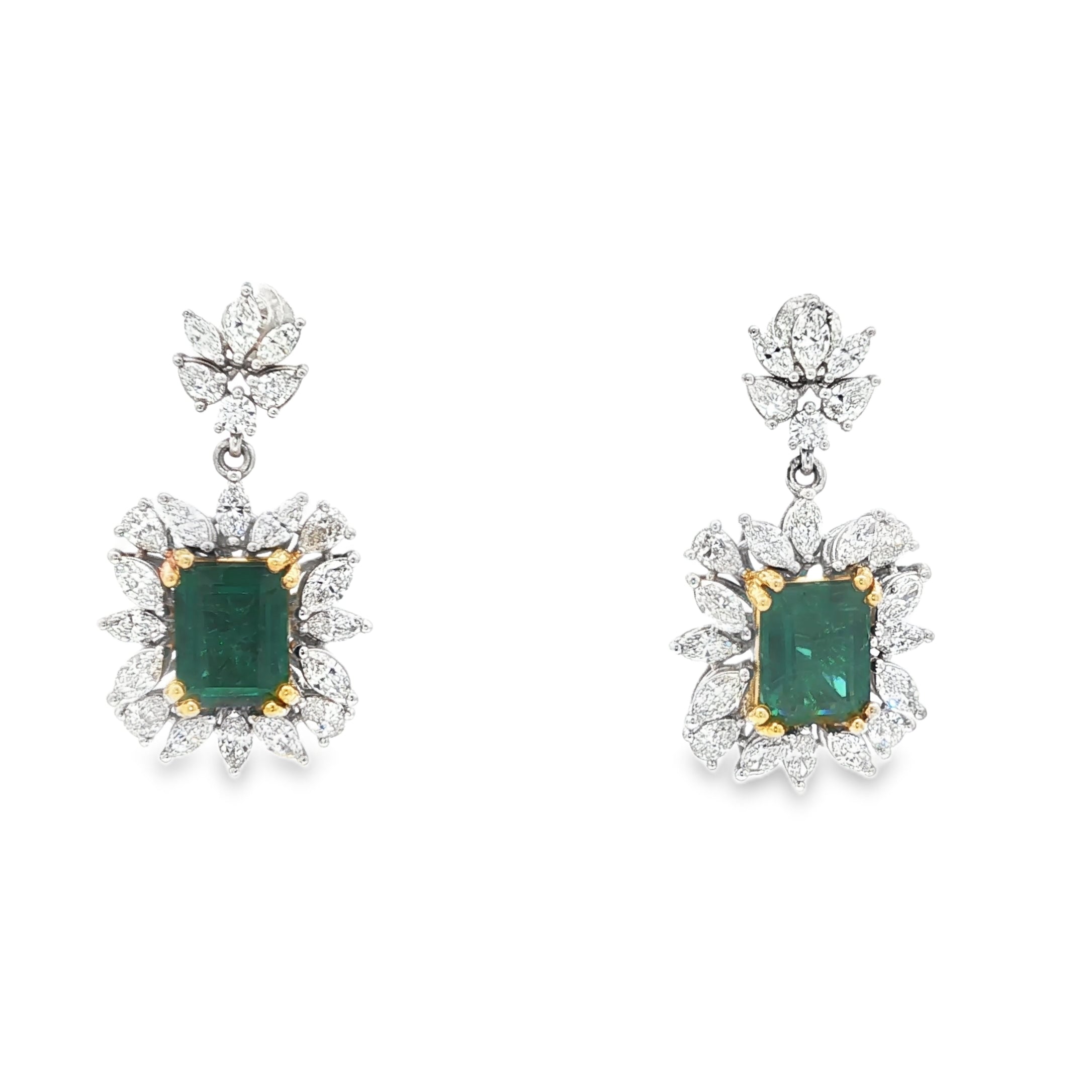 3ct Green Emerald Drop Earrings